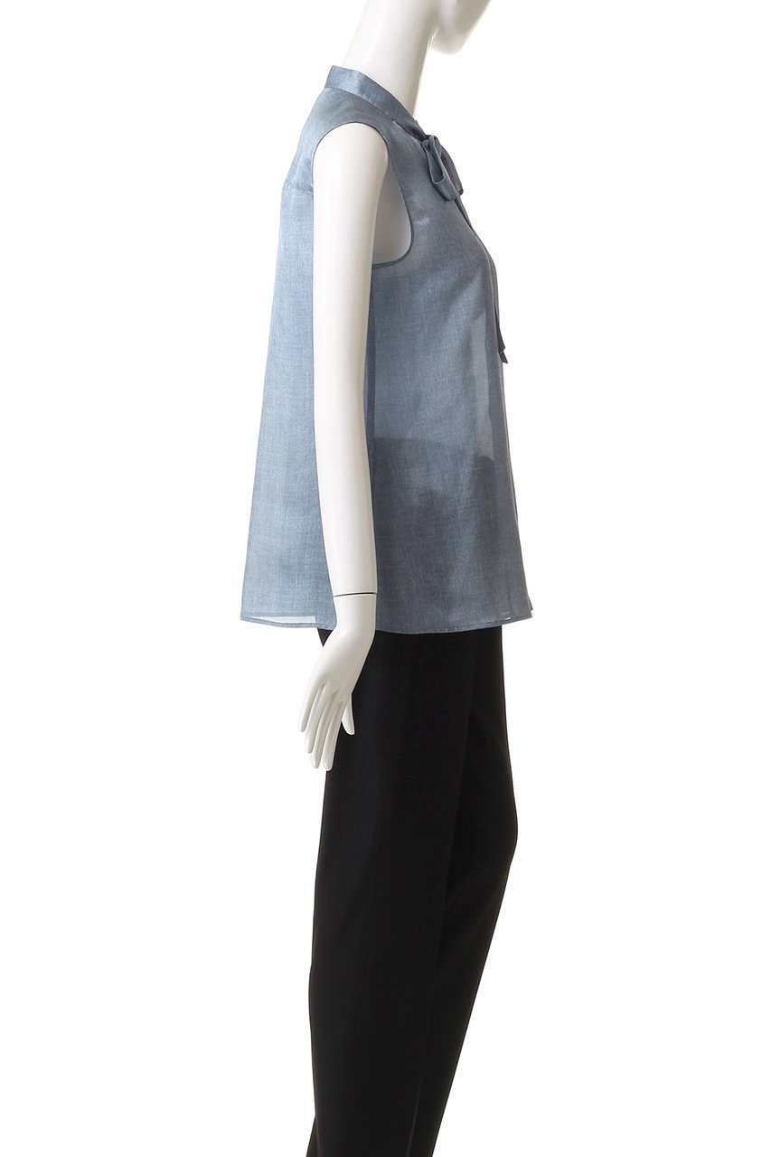 【アナイ/ANAYI】のデニムプリントボウタイブラウス 人気、トレンドファッション・服の通販 founy(ファニー) 　ファッション　Fashion　レディースファッション　Fashion for Women　トップス・カットソー　Cut & Sew Tops　キャミソール&ノースリーブ　Camisoles & Sleeveless Tops　シャツ・ブラウス・オフィスカジュアル　Elegant Blouses & Button-Ups　デニム　Denim, Jeans Material　ノースリーブ　Sleeveless, No-Sleeve　リボン　Ribbon, Bow　リラックス　Relax, Relaxed Fit　エレガント 上品　Elegant　other-3|ID: prp329100004877759 ipo3291000000036386631