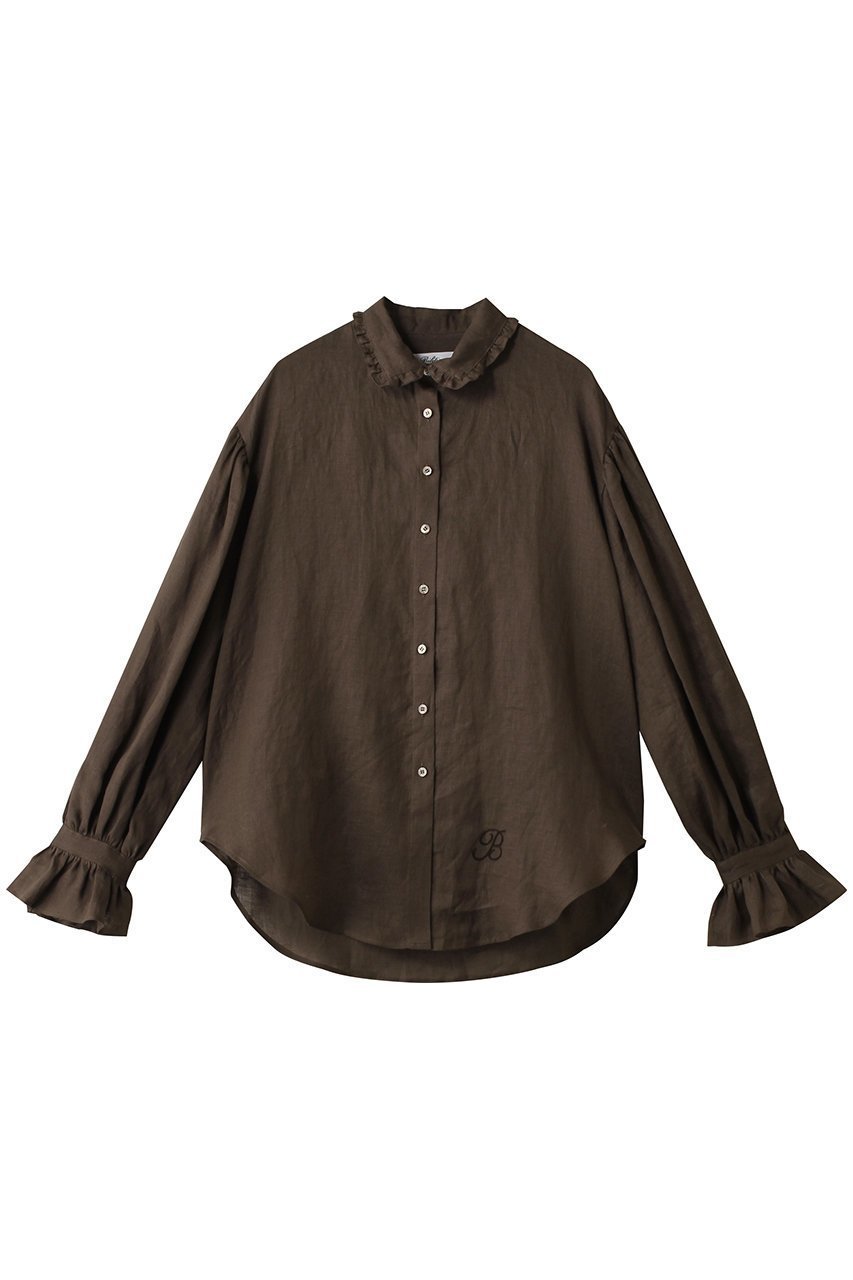 【ビリティス ディセッタン/Bilitis dix-sept ans】のリネンブラウス インテリア・キッズ・メンズ・レディースファッション・服の通販 founy(ファニー) 　ファッション　Fashion　レディースファッション　Fashion for Women　トップス・カットソー　Cut & Sew Tops　シャツ・ブラウス・オフィスカジュアル　Elegant Blouses & Button-Ups　シンプル　Simple, Minimal　スリーブ　Sleeve, Long Sleeve / Short Sleeve　トレンド　Trend, Trending Now　フェミニン　Feminine, Girly　リネン　Linen, Linen Fabric　ロング　Long, Long-Length　ダークブラウン|ID: prp329100004877786 ipo3291000000036387021
