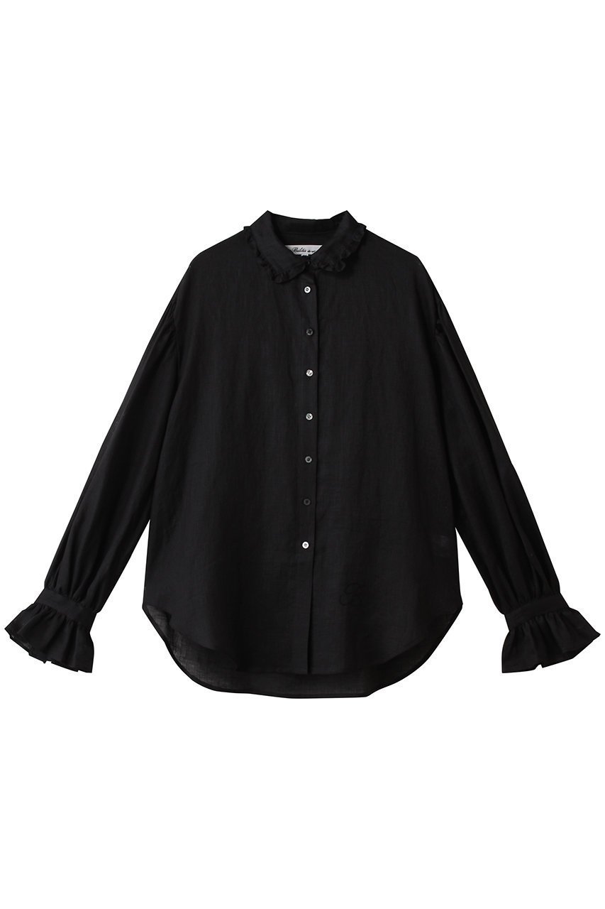 【ビリティス ディセッタン/Bilitis dix-sept ans】のリネンブラウス インテリア・キッズ・メンズ・レディースファッション・服の通販 founy(ファニー) 　ファッション　Fashion　レディースファッション　Fashion for Women　トップス・カットソー　Cut & Sew Tops　シャツ・ブラウス・オフィスカジュアル　Elegant Blouses & Button-Ups　シンプル　Simple, Minimal　スリーブ　Sleeve, Long Sleeve / Short Sleeve　トレンド　Trend, Trending Now　フェミニン　Feminine, Girly　リネン　Linen, Linen Fabric　ロング　Long, Long-Length　ブラック|ID: prp329100004877786 ipo3291000000036387022