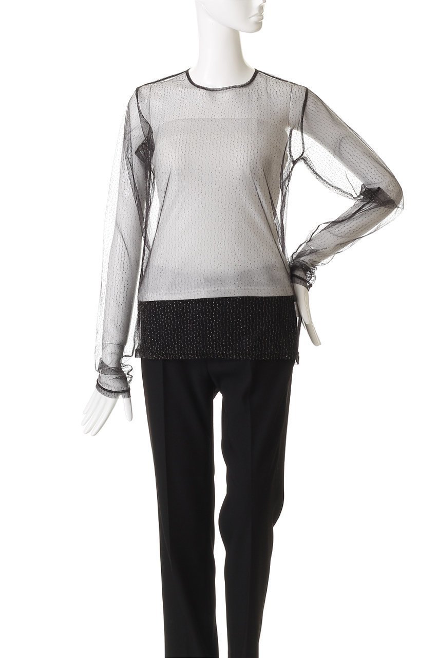 【フォーラム/FOURAM】のLAME TULLE STRIPE PULL OVER 人気、トレンドファッション・服の通販 founy(ファニー) ファッション Fashion レディースファッション Fashion for Women トップス・カットソー Cut & Sew Tops シャツ・ブラウス・オフィスカジュアル Elegant Blouses & Button-Ups なめらか Smooth, Silky Texture キャミソール Camisole, Spaghetti Strap Top ストライプ Stripe, Striped Pattern スリーブ Sleeve, Long Sleeve / Short Sleeve チュール Tulip, Tulip Motif ロング Long, Long-Length エレガント 上品 Elegant A/W・秋冬 Autumn/Winter other-2|ID: prp329100004877792 ipo3291000000036387090