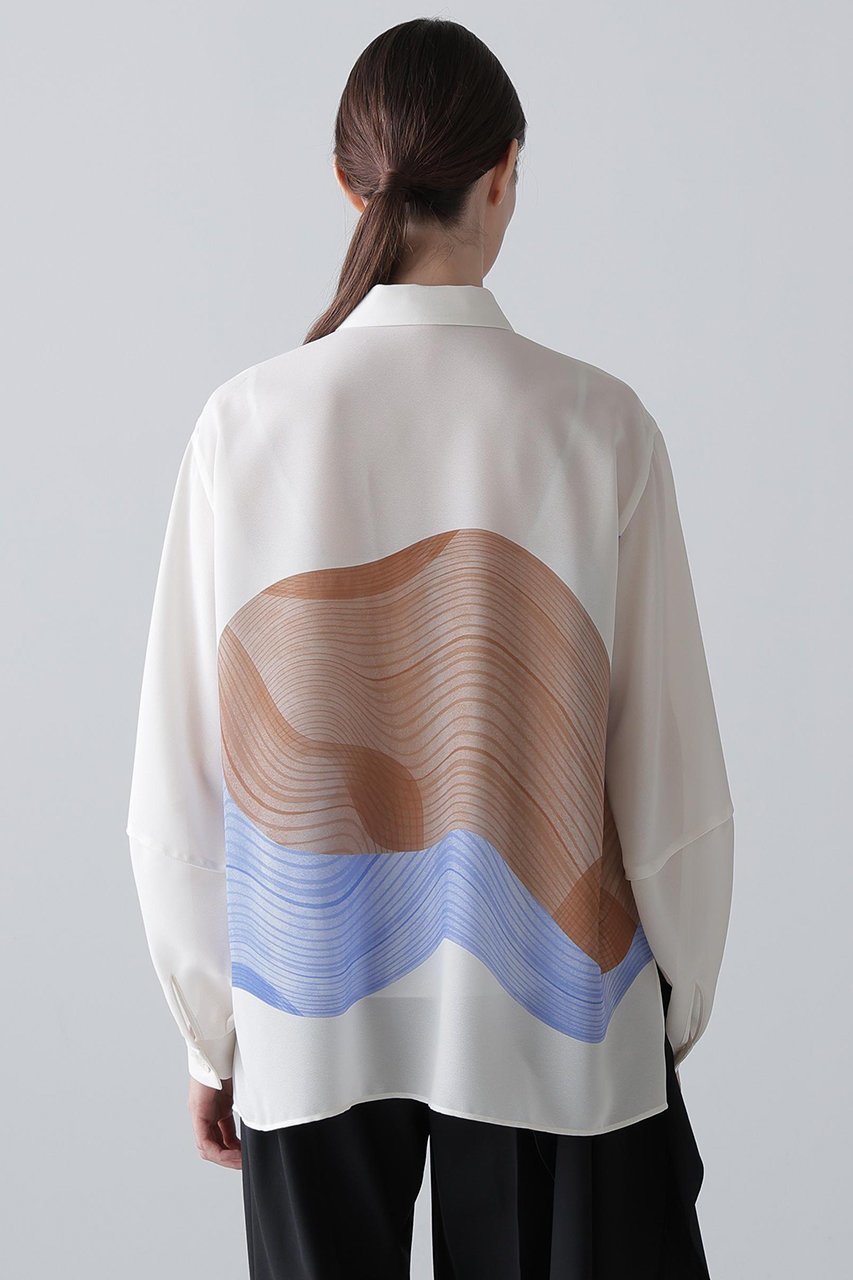 【アドーア/ADORE】のコントゥアープリントブラウス 人気、トレンドファッション・服の通販 founy(ファニー) 　ファッション　Fashion　レディースファッション　Fashion for Women　トップス・カットソー　Cut & Sew Tops　シャツ・ブラウス・オフィスカジュアル　Elegant Blouses & Button-Ups　ジョーゼット　Georgette, Semi-Sheer Fabric　スリーブ　Sleeve, Long Sleeve / Short Sleeve　プリント　Print, Printed Pattern　ロング　Long, Long-Length　エレガント 上品　Elegant　無地　Plain, Solid Color　other-6|ID: prp329100004877797 ipo3291000000036387134