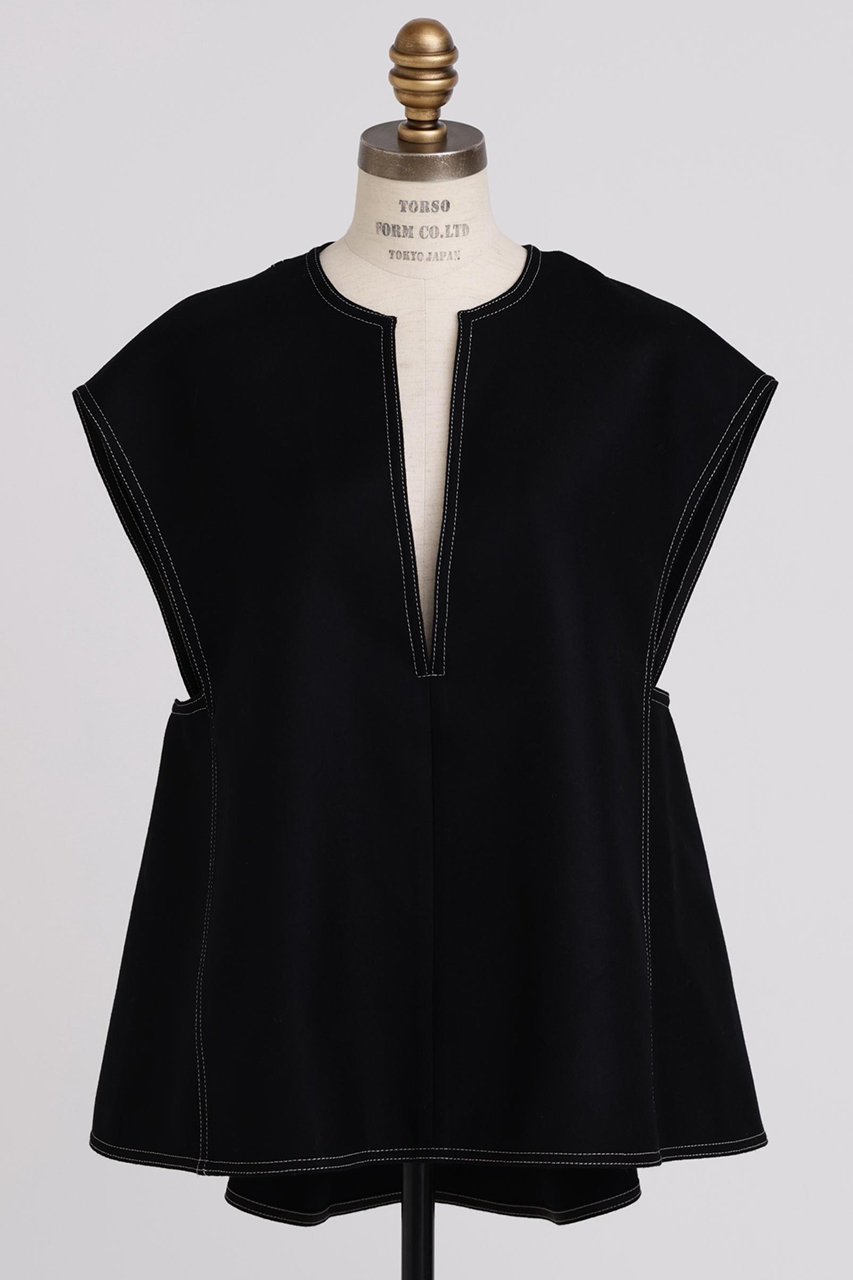 【ヒューエルミュージアム/hueLe Museum】の【STUMBLY】Back Peplum Gilet BL インテリア・キッズ・メンズ・レディースファッション・服の通販 founy(ファニー) 　ファッション　Fashion　レディースファッション　Fashion for Women　アウター　Coat / Outerwear Collection　トップス・カットソー　Cut & Sew Tops　キャミソール&ノースリーブ　Camisoles & Sleeveless Tops　シャツ・ブラウス・オフィスカジュアル　Elegant Blouses & Button-Ups　ベスト&ジレ / 重ね着スタイル　Vests & Gilets　なめらか　Smooth, Silky Texture　ノースリーブ　Sleeveless, No-Sleeve　フロント　Front, Front Design　ペプラム　Peplum, Flared Hem　ブラック|ID: prp329100004877820 ipo3291000000036387340