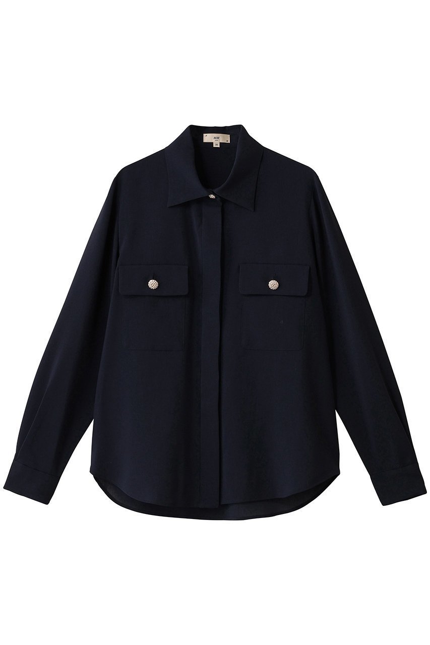 【エムダブリュー/MW】のトリアセテート(D)ドライタッチボイル ブラウス インテリア・キッズ・メンズ・レディースファッション・服の通販 founy(ファニー) 　ファッション　Fashion　レディースファッション　Fashion for Women　トップス・カットソー　Cut & Sew Tops　シャツ・ブラウス・オフィスカジュアル　Elegant Blouses & Button-Ups　スリーブ　Sleeve, Long Sleeve / Short Sleeve　ビジネス 仕事 通勤　Business / Work / Commuting　リュクス　Luxury, Elegant, High-End, Chic　ロング　Long, Long-Length　エレガント 上品　Elegant　羽織　Haori, Light Jacket　ダークネイビー|ID: prp329100004877830 ipo3291000000036387433