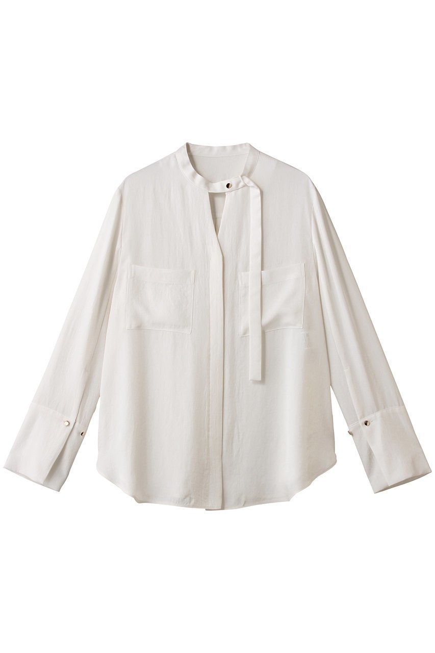 【アルアバイル/allureville】のブライトツイルアシメボウブラウス インテリア・キッズ・メンズ・レディースファッション・服の通販 founy(ファニー) 　ファッション　Fashion　レディースファッション　Fashion for Women　トップス・カットソー　Cut & Sew Tops　シャツ・ブラウス・オフィスカジュアル　Elegant Blouses & Button-Ups　アシンメトリー　Asymmetrical Style　エレガント 上品　Elegant　スリーブ　Sleeve, Long Sleeve / Short Sleeve　ツイル　Twist, Twisted Detail　ロング　Long, Long-Length　オフホワイト|ID: prp329100004877832 ipo3291000000036387454