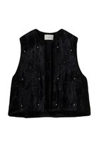 【ヌキテパ/NE QUITTEZ PAS】のCRUSHED VELVET パール ビーズ ベスト 人気、トレンドファッション・服の通販 founy(ファニー) ファッション Fashion レディースファッション Fashion for Women アウター Coat / Outerwear Collection トップス・カットソー Cut & Sew Tops キャミソール&ノースリーブ Camisoles & Sleeveless Tops シャツ・ブラウス・オフィスカジュアル Elegant Blouses & Button-Ups ベスト&ジレ / 重ね着スタイル Vests & Gilets ショート Short, Short Length ノースリーブ Sleeveless, No-Sleeve バランス Balance, Style Balance パール Pearl, Pearl Accent ベスト Vest, Waistcoat エレガント 上品 Elegant A/W・秋冬 Autumn/Winter thumbnail ブラック|ID: prp329100004877846 ipo3291000000036387641