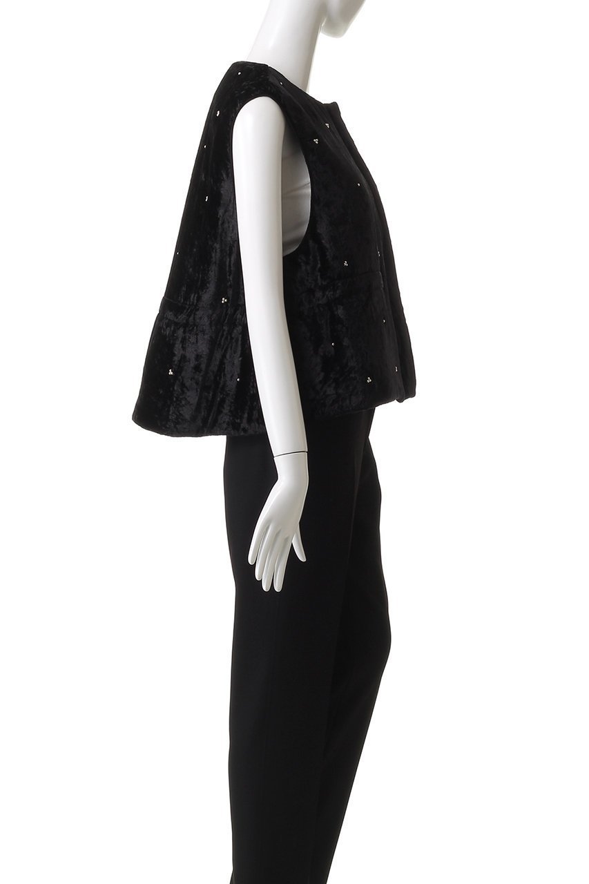 【ヌキテパ/NE QUITTEZ PAS】のCRUSHED VELVET パール ビーズ ベスト 人気、トレンドファッション・服の通販 founy(ファニー) 　ファッション　Fashion　レディースファッション　Fashion for Women　アウター　Coat / Outerwear Collection　トップス・カットソー　Cut & Sew Tops　キャミソール&ノースリーブ　Camisoles & Sleeveless Tops　シャツ・ブラウス・オフィスカジュアル　Elegant Blouses & Button-Ups　ベスト&ジレ / 重ね着スタイル　Vests & Gilets　ショート　Short, Short Length　ノースリーブ　Sleeveless, No-Sleeve　バランス　Balance, Style Balance　パール　Pearl, Pearl Accent　ベスト　Vest, Waistcoat　エレガント 上品　Elegant　A/W・秋冬　Autumn/Winter　other-3|ID: prp329100004877846 ipo3291000000036387643