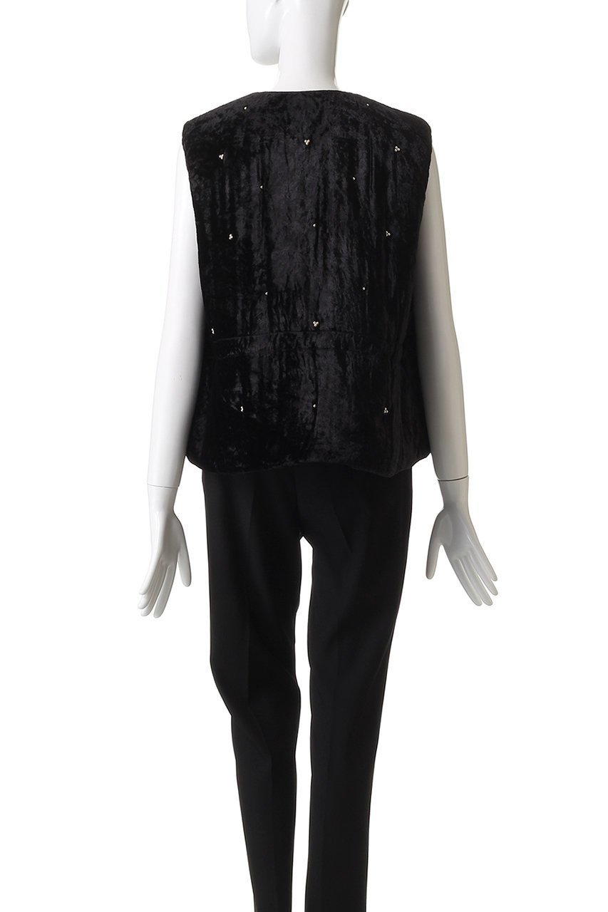 【ヌキテパ/NE QUITTEZ PAS】のCRUSHED VELVET パール ビーズ ベスト 人気、トレンドファッション・服の通販 founy(ファニー) 　ファッション　Fashion　レディースファッション　Fashion for Women　アウター　Coat / Outerwear Collection　トップス・カットソー　Cut & Sew Tops　キャミソール&ノースリーブ　Camisoles & Sleeveless Tops　シャツ・ブラウス・オフィスカジュアル　Elegant Blouses & Button-Ups　ベスト&ジレ / 重ね着スタイル　Vests & Gilets　ショート　Short, Short Length　ノースリーブ　Sleeveless, No-Sleeve　バランス　Balance, Style Balance　パール　Pearl, Pearl Accent　ベスト　Vest, Waistcoat　エレガント 上品　Elegant　A/W・秋冬　Autumn/Winter　other-4|ID: prp329100004877846 ipo3291000000036387644