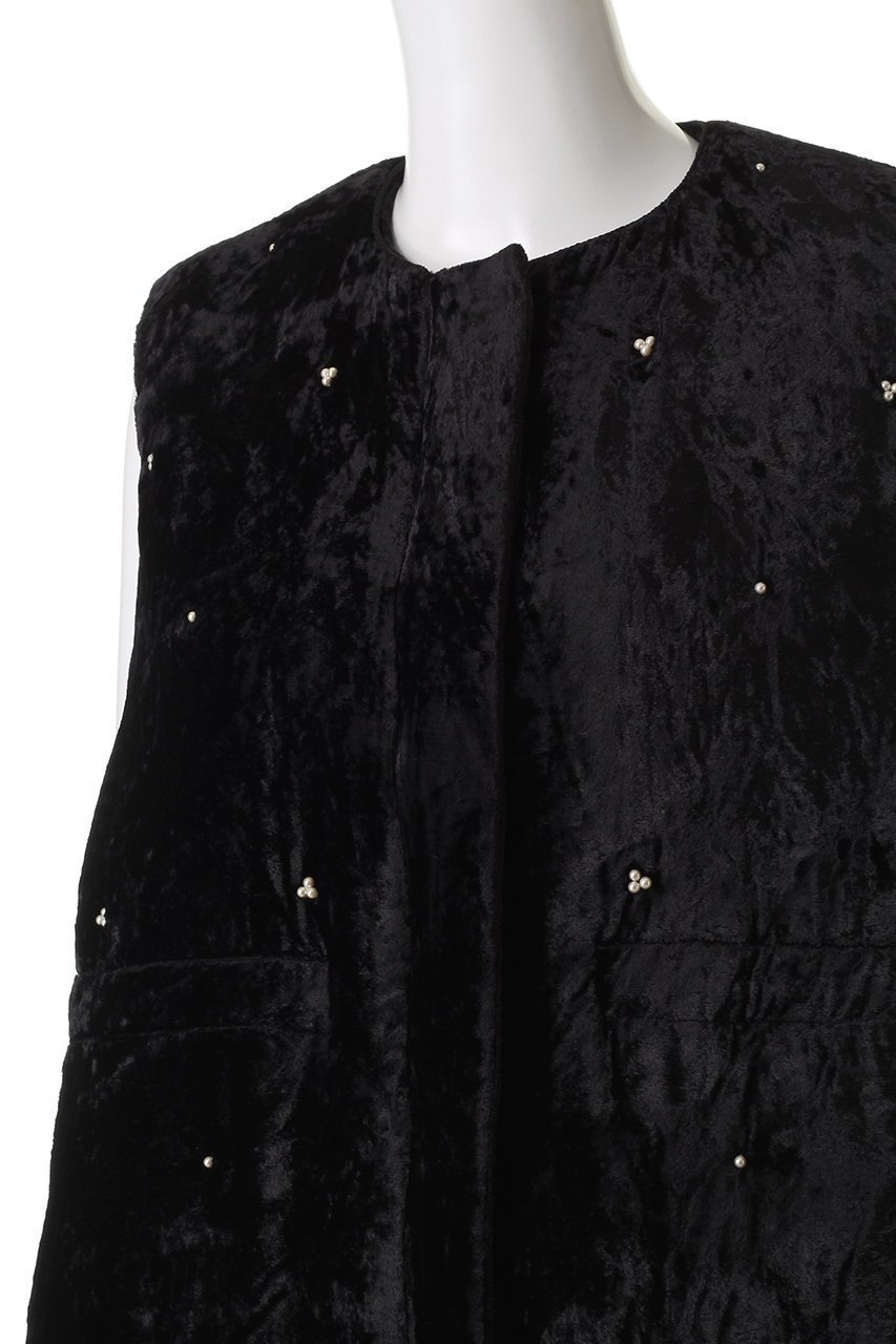 【ヌキテパ/NE QUITTEZ PAS】のCRUSHED VELVET パール ビーズ ベスト 人気、トレンドファッション・服の通販 founy(ファニー) 　ファッション　Fashion　レディースファッション　Fashion for Women　アウター　Coat / Outerwear Collection　トップス・カットソー　Cut & Sew Tops　キャミソール&ノースリーブ　Camisoles & Sleeveless Tops　シャツ・ブラウス・オフィスカジュアル　Elegant Blouses & Button-Ups　ベスト&ジレ / 重ね着スタイル　Vests & Gilets　ショート　Short, Short Length　ノースリーブ　Sleeveless, No-Sleeve　バランス　Balance, Style Balance　パール　Pearl, Pearl Accent　ベスト　Vest, Waistcoat　エレガント 上品　Elegant　A/W・秋冬　Autumn/Winter　other-5|ID: prp329100004877846 ipo3291000000036387645