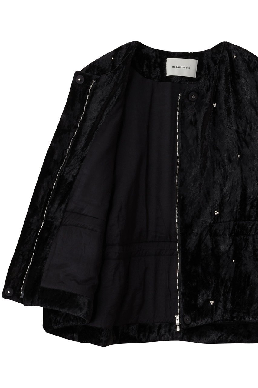 【ヌキテパ/NE QUITTEZ PAS】のCRUSHED VELVET パール ビーズ ベスト 人気、トレンドファッション・服の通販 founy(ファニー) 　ファッション　Fashion　レディースファッション　Fashion for Women　アウター　Coat / Outerwear Collection　トップス・カットソー　Cut & Sew Tops　キャミソール&ノースリーブ　Camisoles & Sleeveless Tops　シャツ・ブラウス・オフィスカジュアル　Elegant Blouses & Button-Ups　ベスト&ジレ / 重ね着スタイル　Vests & Gilets　ショート　Short, Short Length　ノースリーブ　Sleeveless, No-Sleeve　バランス　Balance, Style Balance　パール　Pearl, Pearl Accent　ベスト　Vest, Waistcoat　エレガント 上品　Elegant　A/W・秋冬　Autumn/Winter　other-6|ID: prp329100004877846 ipo3291000000036387646