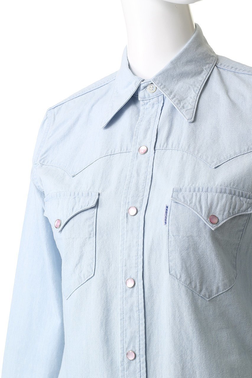【マディソンブルー/MADISONBLUE】のWESTERN SH CHAMBRAY(VW) ウェスタンシャツ 人気、トレンドファッション・服の通販 founy(ファニー) 　ファッション　Fashion　レディースファッション　Fashion for Women　トップス・カットソー　Cut & Sew Tops　シャツ・ブラウス・オフィスカジュアル　Elegant Blouses & Button-Ups　ウエスタン　Western Style　シェイプ　Shape, Slim Fit　スリーブ　Sleeve, Long Sleeve / Short Sleeve　フィット　Fit, Slim Fit　ロング　Long, Long-Length　ヴィンテージ　Vintage Style　other-5|ID: prp329100004877849 ipo3291000000036387673