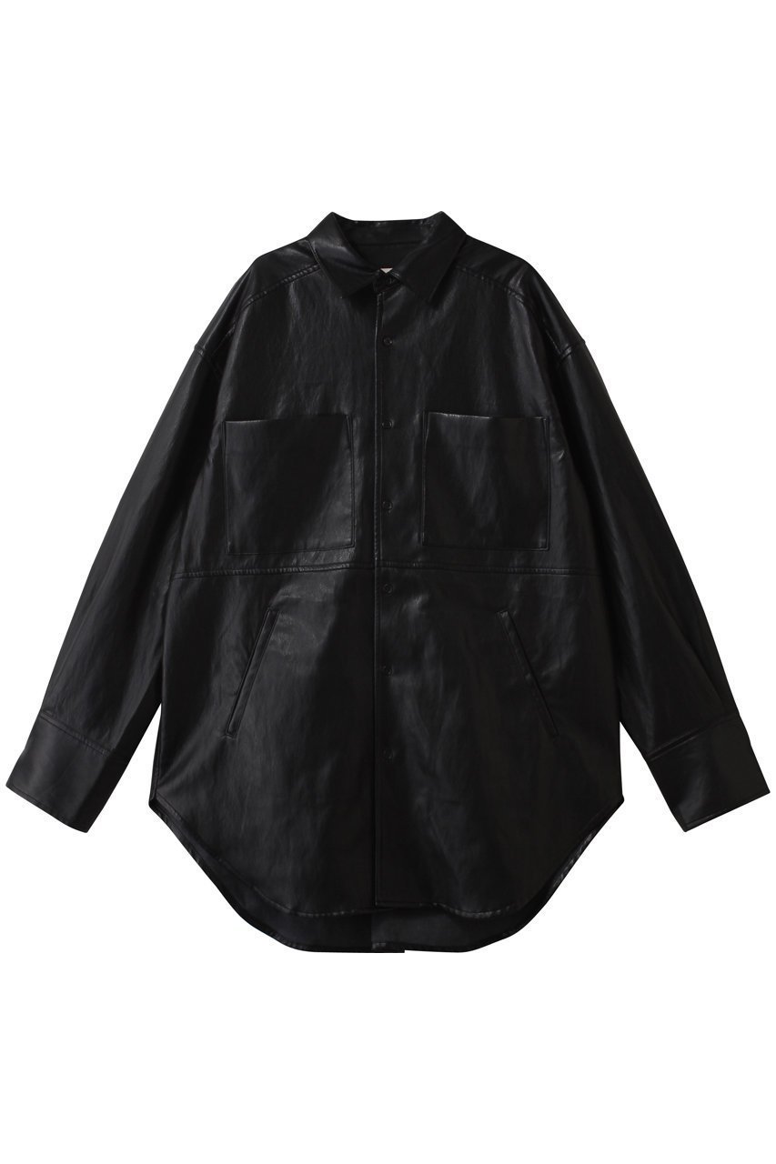 【プランク プロジェクト/PRANK PROJECT】のシンセティックレザーオーバーシャツ 人気、トレンドファッション・服の通販 founy(ファニー) 　ファッション　Fashion　レディースファッション　Fashion for Women　トップス・カットソー　Cut & Sew Tops　シャツ・ブラウス・オフィスカジュアル　Elegant Blouses & Button-Ups　スリーブ　Sleeve, Long Sleeve / Short Sleeve　フェイクレザー　Faux Leather, PU Leather　マニッシュ　Mannish, Boyish　リラックス　Relax, Relaxed Fit　ロング　Long, Long-Length　 other-1|ID: prp329100004877883 ipo3291000000036388008