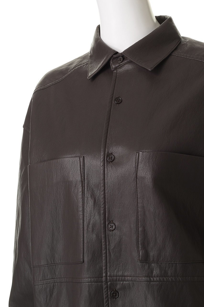 【プランク プロジェクト/PRANK PROJECT】のシンセティックレザーオーバーシャツ 人気、トレンドファッション・服の通販 founy(ファニー) 　ファッション　Fashion　レディースファッション　Fashion for Women　トップス・カットソー　Cut & Sew Tops　シャツ・ブラウス・オフィスカジュアル　Elegant Blouses & Button-Ups　スリーブ　Sleeve, Long Sleeve / Short Sleeve　フェイクレザー　Faux Leather, PU Leather　マニッシュ　Mannish, Boyish　リラックス　Relax, Relaxed Fit　ロング　Long, Long-Length　other-5|ID: prp329100004877883 ipo3291000000036388015