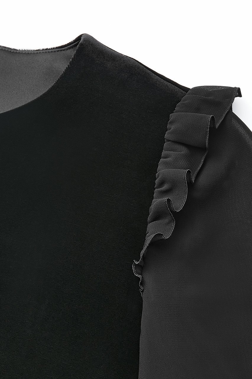 【デイジーリン/DAISY LIN】のTop “High-end Lady” 人気、トレンドファッション・服の通販 founy(ファニー) 　ファッション　Fashion　レディースファッション　Fashion for Women　トップス・カットソー　Cut & Sew Tops　シャツ・ブラウス・オフィスカジュアル　Elegant Blouses & Button-Ups　エレガント 上品　Elegant　シフォン　Chiffon, Lightweight Fabric　シンプル　Simple, Minimal　スマート　Smart, Elegant　スリット　Slit, Slit Detail　スリーブ　Sleeve, Long Sleeve / Short Sleeve　フェミニン　Feminine, Girly　フリル　Frill, Ruffle　ベロア　Velour, Soft Velvet　ロング　Long, Long-Length　人気　Popular, Best Seller　other-3|ID: prp329100004877893 ipo3291000000036388121