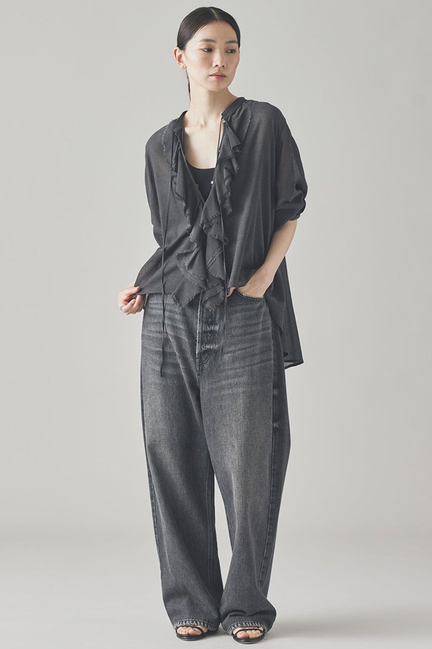 【カレンソロジー/Curensology】のウールミックスボイルフリルブラウス 人気、トレンドファッション・服の通販 founy(ファニー) 　ファッション　Fashion　レディースファッション　Fashion for Women　トップス・カットソー　Cut & Sew Tops　シャツ・ブラウス・オフィスカジュアル　Elegant Blouses & Button-Ups　おすすめ　Recommended / Our Picks　インナー　Innerwear　カーディガン　Cardigan, Knitwear　スリーブ　Sleeve, Long Sleeve / Short Sleeve　バランス　Balance, Style Balance　フリル　Frill, Ruffle　ロング　Long, Long-Length　other-8|ID: prp329100004877900 ipo3291000000036388172