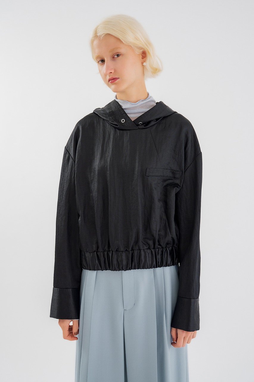 【スタニングルアー/STUNNING LURE】の【Waltz】サテンクロップドフーディ 人気、トレンドファッション・服の通販 founy(ファニー) 　ファッション　Fashion　レディースファッション　Fashion for Women　トップス・カットソー　Cut & Sew Tops　シャツ・ブラウス・オフィスカジュアル　Elegant Blouses & Button-Ups　エレガント 上品　Elegant　サテン　Satin, Glossy Fabric　スポーティ　Sporty, Casual Athletic　スリーブ　Sleeve, Long Sleeve / Short Sleeve　バランス　Balance, Style Balance　フロント　Front, Front Design　ポケット　Pocket, Pocket Detail　リラックス　Relax, Relaxed Fit　ロング　Long, Long-Length　再入荷　Restock / Back in Stock　other-7|ID: prp329100004877904 ipo3291000000036388197