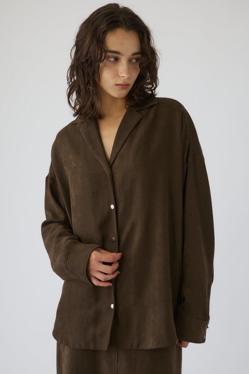 【リムアーク/RIM.ARK】のOpen collor F/Suede shirt JK/シャツ インテリア・キッズ・メンズ・レディースファッション・服の通販 founy(ファニー) 　ファッション　Fashion　レディースファッション　Fashion for Women　アウター　Coat / Outerwear Collection　レディースジャケット・軽アウター　Jackets　ジャケット　Jacket, Outerwear　セットアップ　Set-Up, Coordinated Outfit　リュクス　Luxury, Elegant, High-End, Chic　エレガント 上品　Elegant　カーキ|ID: prp329100004877905 ipo3291000000036388202