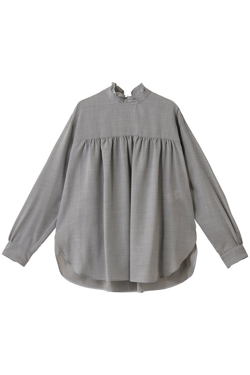【デパリエ/DEPAREILLE】のウールビエラボウブラウス インテリア・キッズ・メンズ・レディースファッション・服の通販 founy(ファニー) ファッション Fashion レディースファッション Fashion for Women トップス・カットソー Cut & Sew Tops シャツ・ブラウス・オフィスカジュアル Elegant Blouses & Button-Ups ギャザー Gathered, Ruffled スリット Slit, Slit Detail スリーブ Sleeve, Long Sleeve / Short Sleeve ダウン Down, Puffer デニム Denim, Jeans Material トレンド Trend, Trending Now フリル Frill, Ruffle ヘムライン Hemline, Bottom Cut ロング Long, Long-Length グレー|ID: prp329100004877922 ipo3291000000036388333