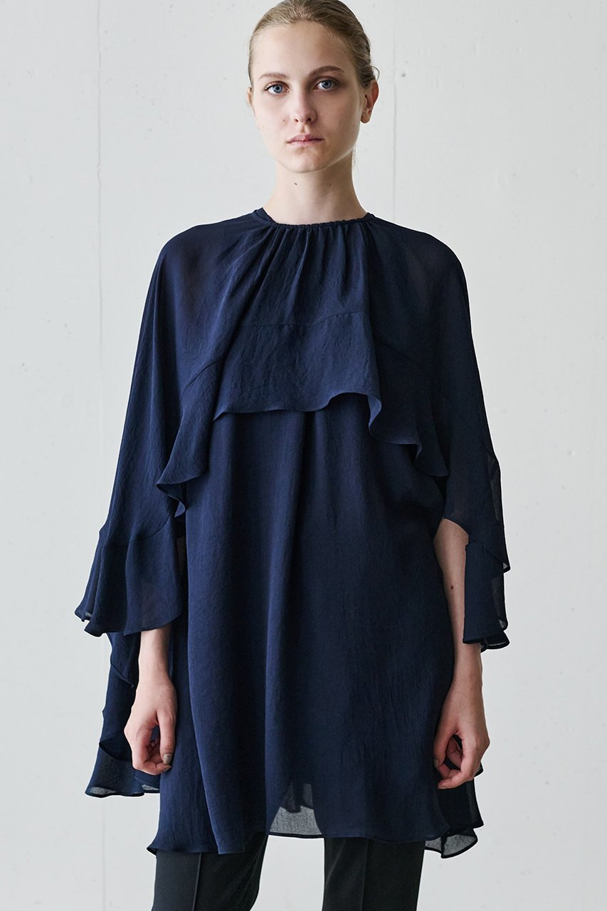 【ジェイドット/j.】のトリアセジョーゼットフリルドレスブラウス 人気、トレンドファッション・服の通販 founy(ファニー) 　ファッション　Fashion　レディースファッション　Fashion for Women　トップス・カットソー　Cut & Sew Tops　シャツ・ブラウス・オフィスカジュアル　Elegant Blouses & Button-Ups　ワンピース　Dresses　フォーマル・パーティードレス・結婚式用ドレス　Elegant & Casual Dresses　エアリー　Airy Texture　シアー　Sheer, See-Through　ジョーゼット　Georgette, Semi-Sheer Fabric　スリーブ　Sleeve, Long Sleeve / Short Sleeve　パーティ　Party, Party Style　フェミニン　Feminine, Girly　フリル　Frill, Ruffle　ロング　Long, Long-Length　other-7|ID: prp329100004877926 ipo3291000000036388413