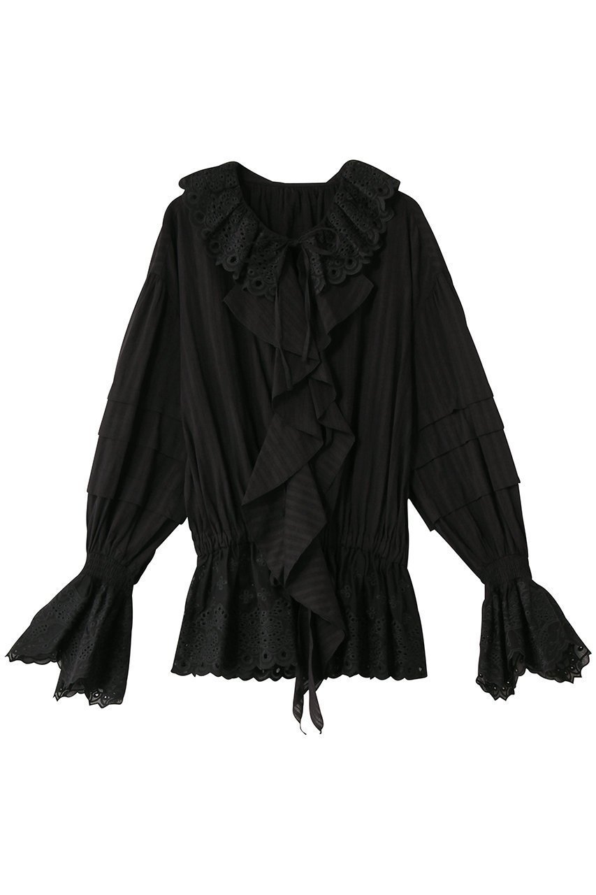 【プランク プロジェクト/PRANK PROJECT】のエンブロイダリーラッフルブラウス インテリア・キッズ・メンズ・レディースファッション・服の通販 founy(ファニー) ファッション Fashion レディースファッション Fashion for Women トップス・カットソー Cut & Sew Tops シャツ・ブラウス・オフィスカジュアル Elegant Blouses & Button-Ups おすすめ Recommended / Our Picks ジャケット Jacket, Outerwear スリーブ Sleeve, Long Sleeve / Short Sleeve フリル Frill, Ruffle マニッシュ Mannish, Boyish ラッフル Ruffle, Frill ロング Long, Long-Length 冬 Winter / This Winter 春 Spring BLK(ブラック)|ID: prp329100004877935 ipo3291000000036388510