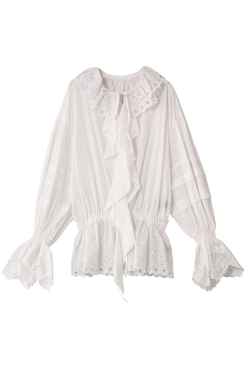 【プランク プロジェクト/PRANK PROJECT】のエンブロイダリーラッフルブラウス インテリア・キッズ・メンズ・レディースファッション・服の通販 founy(ファニー) ファッション Fashion レディースファッション Fashion for Women トップス・カットソー Cut & Sew Tops シャツ・ブラウス・オフィスカジュアル Elegant Blouses & Button-Ups おすすめ Recommended / Our Picks ジャケット Jacket, Outerwear スリーブ Sleeve, Long Sleeve / Short Sleeve フリル Frill, Ruffle マニッシュ Mannish, Boyish ラッフル Ruffle, Frill ロング Long, Long-Length 冬 Winter / This Winter 春 Spring WHT(ホワイト)|ID: prp329100004877935 ipo3291000000036388511