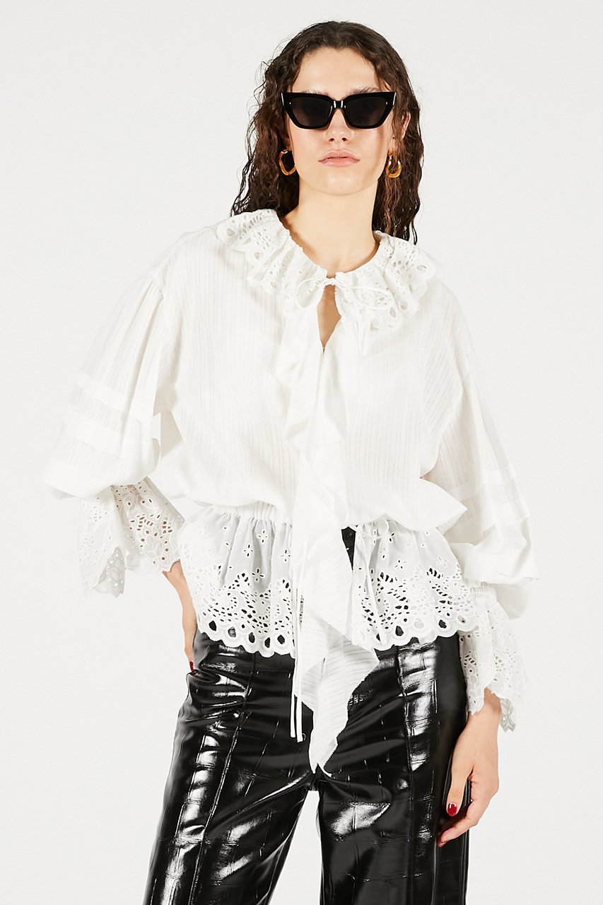 【プランク プロジェクト/PRANK PROJECT】のエンブロイダリーラッフルブラウス 人気、トレンドファッション・服の通販 founy(ファニー) ファッション Fashion レディースファッション Fashion for Women トップス・カットソー Cut & Sew Tops シャツ・ブラウス・オフィスカジュアル Elegant Blouses & Button-Ups おすすめ Recommended / Our Picks ジャケット Jacket, Outerwear スリーブ Sleeve, Long Sleeve / Short Sleeve フリル Frill, Ruffle マニッシュ Mannish, Boyish ラッフル Ruffle, Frill ロング Long, Long-Length 冬 Winter / This Winter 春 Spring other-6|ID: prp329100004877935 ipo3291000000036388516