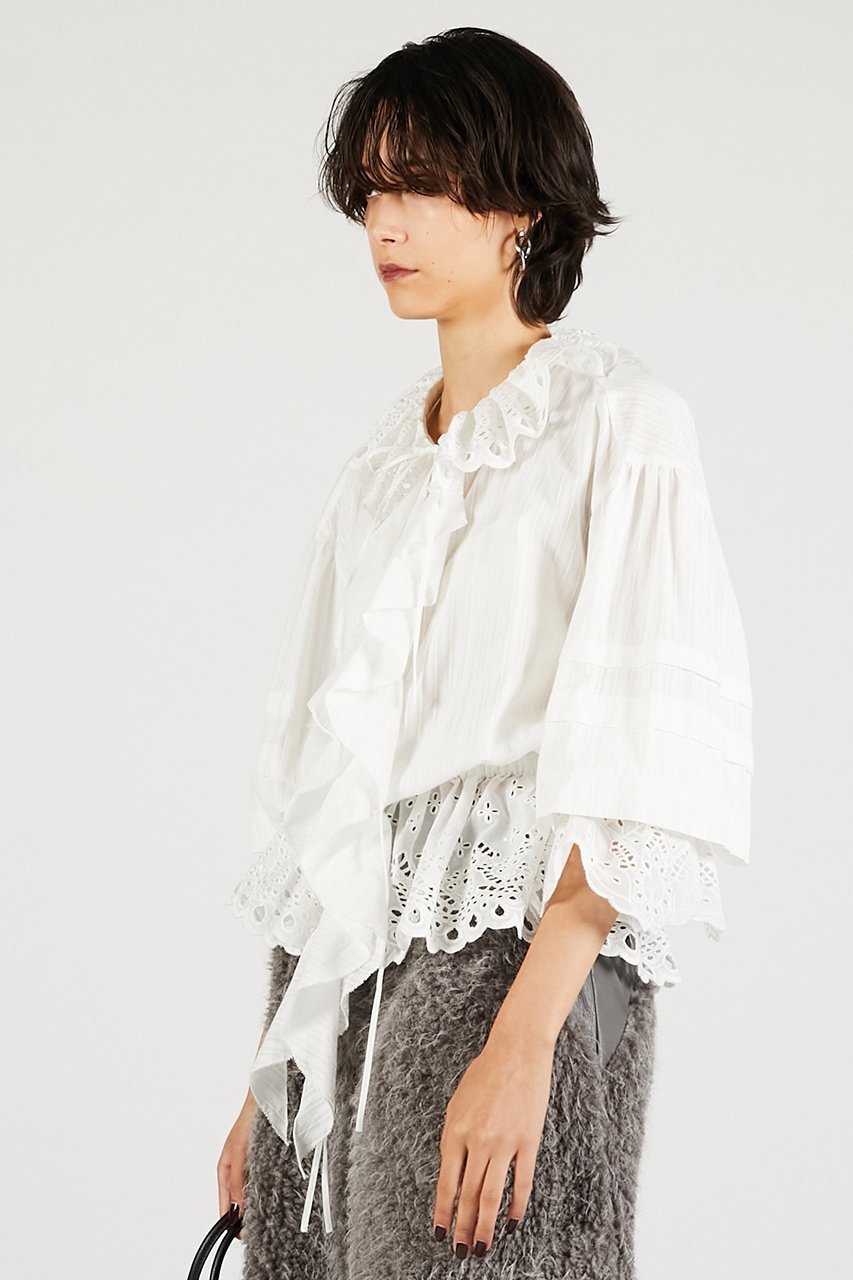 【プランク プロジェクト/PRANK PROJECT】のエンブロイダリーラッフルブラウス 人気、トレンドファッション・服の通販 founy(ファニー) ファッション Fashion レディースファッション Fashion for Women トップス・カットソー Cut & Sew Tops シャツ・ブラウス・オフィスカジュアル Elegant Blouses & Button-Ups おすすめ Recommended / Our Picks ジャケット Jacket, Outerwear スリーブ Sleeve, Long Sleeve / Short Sleeve フリル Frill, Ruffle マニッシュ Mannish, Boyish ラッフル Ruffle, Frill ロング Long, Long-Length 冬 Winter / This Winter 春 Spring other-8|ID: prp329100004877935 ipo3291000000036388518