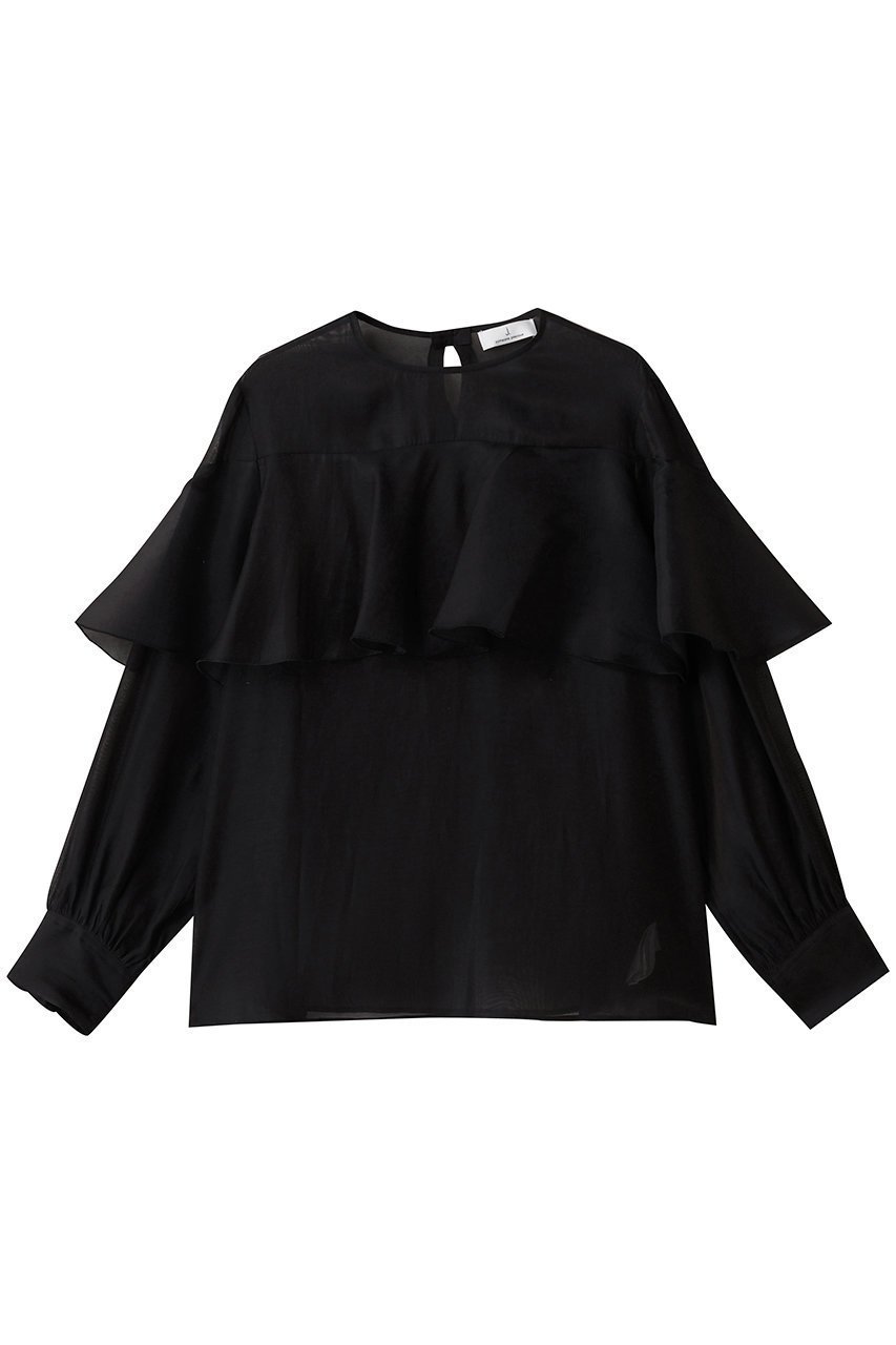 【ジェイドット/j.】の綿シルクオーガンジーラッフルフリルブラウス インテリア・キッズ・メンズ・レディースファッション・服の通販 founy(ファニー) 　ファッション　Fashion　レディースファッション　Fashion for Women　トップス・カットソー　Cut & Sew Tops　シャツ・ブラウス・オフィスカジュアル　Elegant Blouses & Button-Ups　オーガンジー　Organza Fabric　シルク　Silk, 100% Silk　スリーブ　Sleeve, Long Sleeve / Short Sleeve　パーティ　Party, Party Style　ラッフル　Ruffle, Frill　ロング　Long, Long-Length　ブラック|ID: prp329100004877951 ipo3291000000036388682