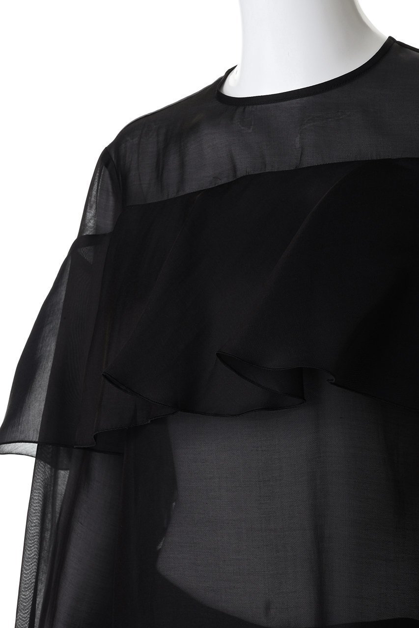 【ジェイドット/j.】の綿シルクオーガンジーラッフルフリルブラウス 人気、トレンドファッション・服の通販 founy(ファニー) 　ファッション　Fashion　レディースファッション　Fashion for Women　トップス・カットソー　Cut & Sew Tops　シャツ・ブラウス・オフィスカジュアル　Elegant Blouses & Button-Ups　オーガンジー　Organza Fabric　シルク　Silk, 100% Silk　スリーブ　Sleeve, Long Sleeve / Short Sleeve　パーティ　Party, Party Style　ラッフル　Ruffle, Frill　ロング　Long, Long-Length　other-5|ID: prp329100004877951 ipo3291000000036388686