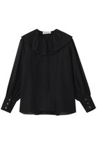 【デパリエ/DEPAREILLE】のシルキーラッフルブラウス 人気、トレンドファッション・服の通販 founy(ファニー) ファッション Fashion レディースファッション Fashion for Women トップス・カットソー Cut & Sew Tops シャツ・ブラウス・オフィスカジュアル Elegant Blouses & Button-Ups スリーブ Sleeve, Long Sleeve / Short Sleeve ロング Long, Long-Length thumbnail ブラック|ID: prp329100004877959 ipo3291000000036388756