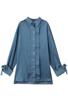 【メゾンスペシャル/MAISON SPECIAL】の2way Satin Oversized Shirt/2WAYサテンオーバーシャツ 人気、トレンドファッション・服の通販 founy(ファニー) ファッション Fashion レディースファッション Fashion for Women トップス・カットソー Cut & Sew Tops シャツ・ブラウス・オフィスカジュアル Elegant Blouses & Button-Ups なめらか Smooth, Silky Texture カフス Cuff Design サテン Satin, Glossy Fabric シンプル Simple, Minimal スリット Slit, Slit Detail スリーブ Sleeve, Long Sleeve / Short Sleeve ピーチ Peach, Soft Touch リボン Ribbon, Bow ロング Long, Long-Length エレガント 上品 Elegant thumbnail BLU(ブルー)|ID: prp329100004877989 ipo3291000000036389055