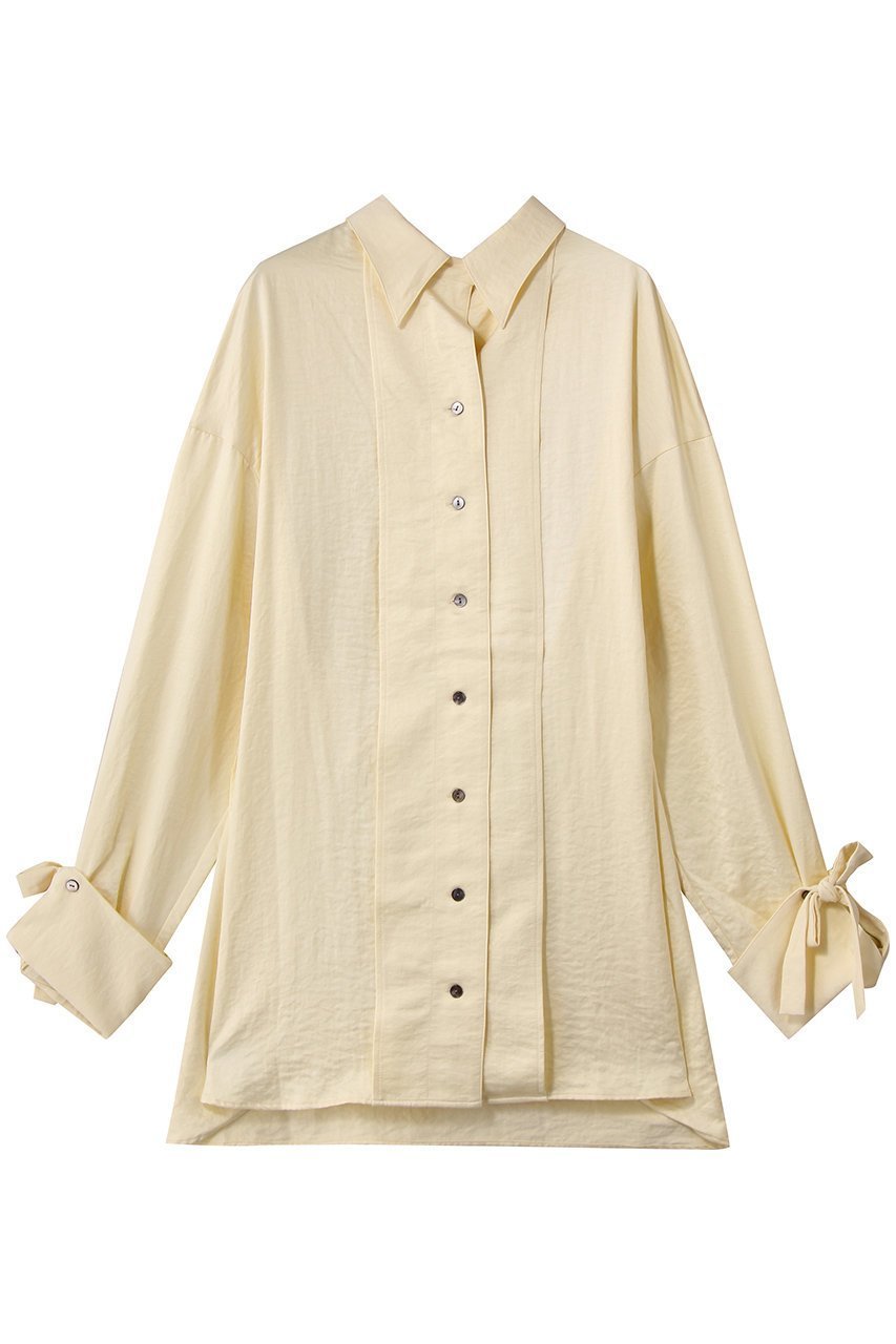 【メゾンスペシャル/MAISON SPECIAL】の2way Satin Oversized Shirt/2WAYサテンオーバーシャツ インテリア・キッズ・メンズ・レディースファッション・服の通販 founy(ファニー) 　ファッション　Fashion　レディースファッション　Fashion for Women　トップス・カットソー　Cut & Sew Tops　シャツ・ブラウス・オフィスカジュアル　Elegant Blouses & Button-Ups　なめらか　Smooth, Silky Texture　カフス　Cuff Design　サテン　Satin, Glossy Fabric　シンプル　Simple, Minimal　スリット　Slit, Slit Detail　スリーブ　Sleeve, Long Sleeve / Short Sleeve　ピーチ　Peach, Soft Touch　リボン　Ribbon, Bow　ロング　Long, Long-Length　エレガント 上品　Elegant　L.YEL(ライトイエロー)|ID: prp329100004877989 ipo3291000000036389057