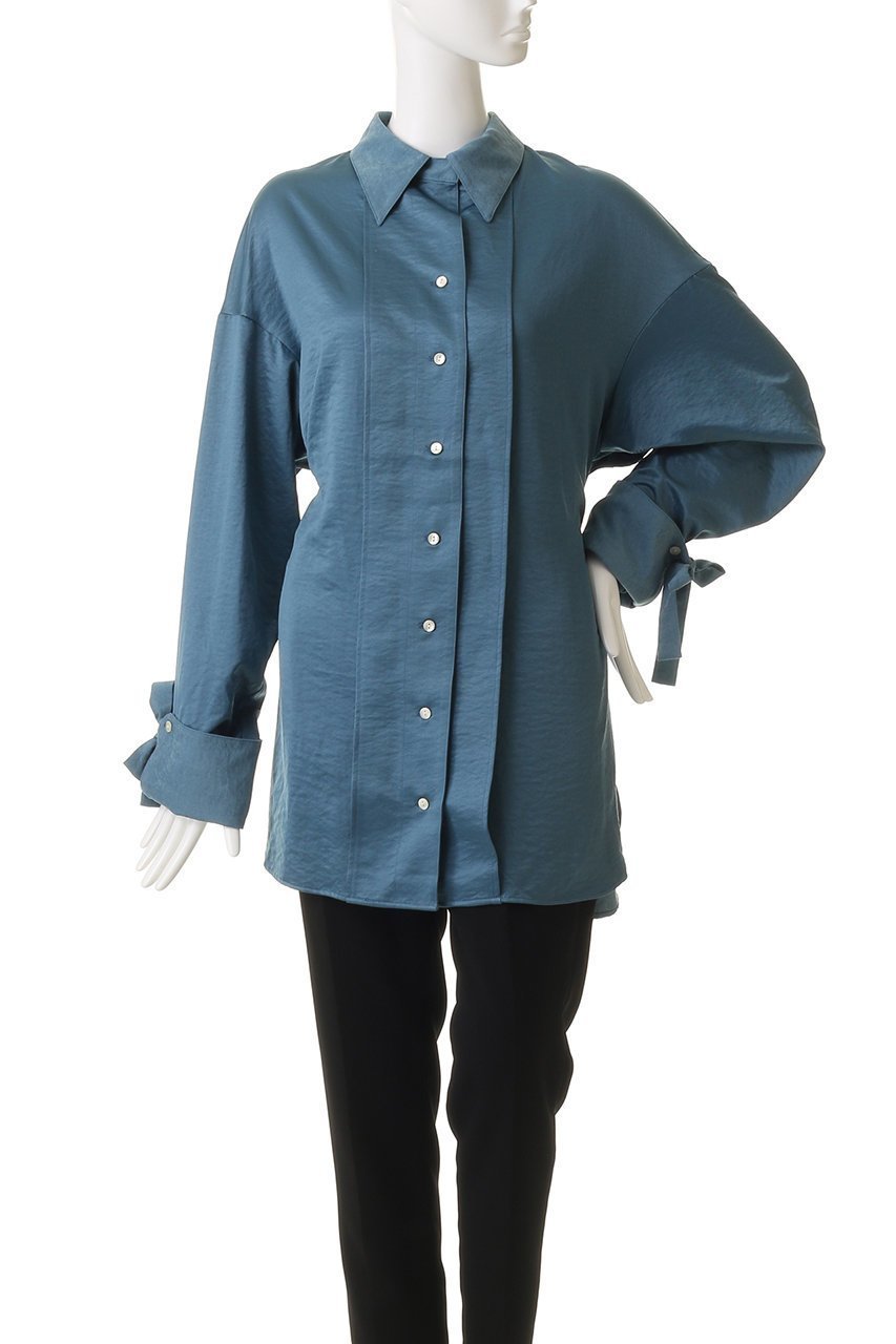 【メゾンスペシャル/MAISON SPECIAL】の2way Satin Oversized Shirt/2WAYサテンオーバーシャツ 人気、トレンドファッション・服の通販 founy(ファニー) 　ファッション　Fashion　レディースファッション　Fashion for Women　トップス・カットソー　Cut & Sew Tops　シャツ・ブラウス・オフィスカジュアル　Elegant Blouses & Button-Ups　なめらか　Smooth, Silky Texture　カフス　Cuff Design　サテン　Satin, Glossy Fabric　シンプル　Simple, Minimal　スリット　Slit, Slit Detail　スリーブ　Sleeve, Long Sleeve / Short Sleeve　ピーチ　Peach, Soft Touch　リボン　Ribbon, Bow　ロング　Long, Long-Length　エレガント 上品　Elegant　other-2|ID: prp329100004877989 ipo3291000000036389058
