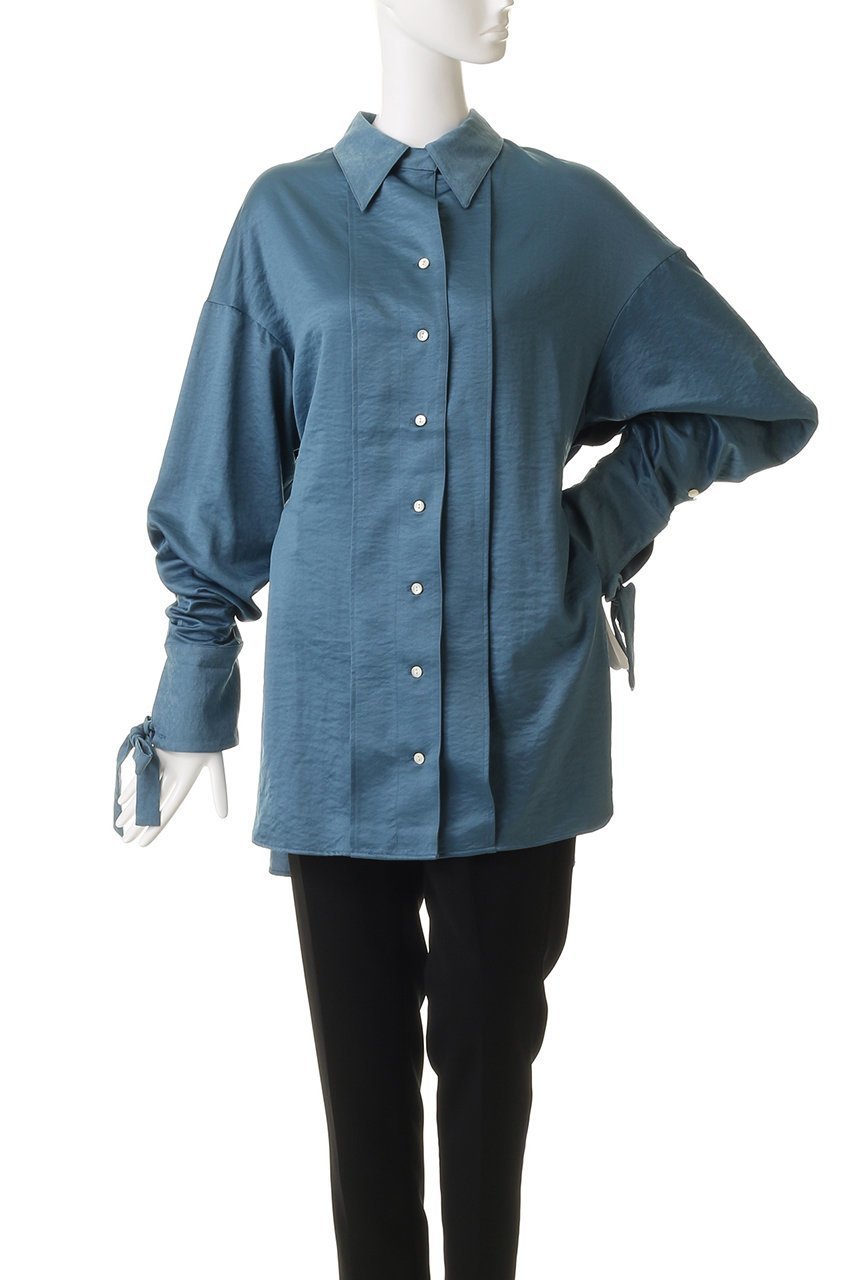 【メゾンスペシャル/MAISON SPECIAL】の2way Satin Oversized Shirt/2WAYサテンオーバーシャツ 人気、トレンドファッション・服の通販 founy(ファニー) 　ファッション　Fashion　レディースファッション　Fashion for Women　トップス・カットソー　Cut & Sew Tops　シャツ・ブラウス・オフィスカジュアル　Elegant Blouses & Button-Ups　なめらか　Smooth, Silky Texture　カフス　Cuff Design　サテン　Satin, Glossy Fabric　シンプル　Simple, Minimal　スリット　Slit, Slit Detail　スリーブ　Sleeve, Long Sleeve / Short Sleeve　ピーチ　Peach, Soft Touch　リボン　Ribbon, Bow　ロング　Long, Long-Length　エレガント 上品　Elegant　other-6|ID: prp329100004877989 ipo3291000000036389062