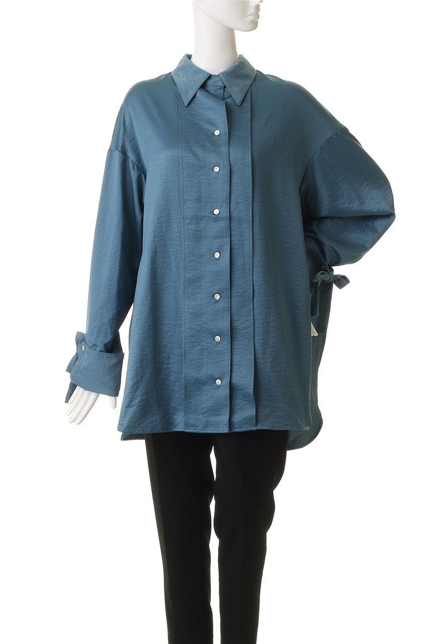【メゾンスペシャル/MAISON SPECIAL】の2way Satin Oversized Shirt/2WAYサテンオーバーシャツ 人気、トレンドファッション・服の通販 founy(ファニー) 　ファッション　Fashion　レディースファッション　Fashion for Women　トップス・カットソー　Cut & Sew Tops　シャツ・ブラウス・オフィスカジュアル　Elegant Blouses & Button-Ups　なめらか　Smooth, Silky Texture　カフス　Cuff Design　サテン　Satin, Glossy Fabric　シンプル　Simple, Minimal　スリット　Slit, Slit Detail　スリーブ　Sleeve, Long Sleeve / Short Sleeve　ピーチ　Peach, Soft Touch　リボン　Ribbon, Bow　ロング　Long, Long-Length　エレガント 上品　Elegant　other-7|ID: prp329100004877989 ipo3291000000036389063