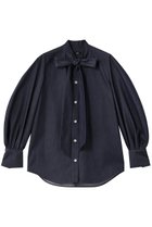 【エムフィル/M Fil】のデニム ボウタイブラウス 人気、トレンドファッション・服の通販 founy(ファニー) ファッション Fashion レディースファッション Fashion for Women トップス・カットソー Cut & Sew Tops シャツ・ブラウス・オフィスカジュアル Elegant Blouses & Button-Ups クール Cool, Chic スリーブ Sleeve, Long Sleeve / Short Sleeve デニム Denim, Jeans Material トレンド Trend, Trending Now フェミニン Feminine, Girly リボン Ribbon, Bow ロング Long, Long-Length thumbnail ネイビーブルー|ID: prp329100004878017 ipo3291000000036389294