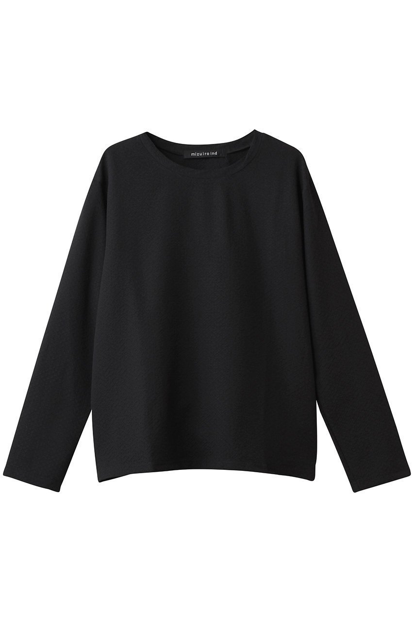 【ミズイロ インド/mizuiro ind】のジャカードクルーネックプルオーバー インテリア・キッズ・メンズ・レディースファッション・服の通販 founy(ファニー) 　ファッション　Fashion　レディースファッション　Fashion for Women　トップス・カットソー　Cut & Sew Tops　シャツ・ブラウス・オフィスカジュアル　Elegant Blouses & Button-Ups　カジュアルプルオーバー・ニットトップス　Pullovers & Knit Tops / Casual Pullovers　おすすめ　Recommended / Our Picks　カットソー　Cut and Sewn Top　シンプル　Simple, Minimal　ジャカード／ジャガード　Jacquard, Woven Pattern　ストレッチ　Stretch, Stretchy Fabric　スリーブ　Sleeve, Long Sleeve / Short Sleeve　セットアップ　Set-Up, Coordinated Outfit　ロング　Long, Long-Length　black|ID: prp329100004878022 ipo3291000000036389352