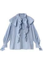 【メゾンスペシャル/MAISON SPECIAL】の2way Ruffled Frilled Blouse/2WAYラッフルフリルブラウス 人気、トレンドファッション・服の通販 founy(ファニー) ファッション Fashion レディースファッション Fashion for Women トップス・カットソー Cut & Sew Tops シャツ・ブラウス・オフィスカジュアル Elegant Blouses & Button-Ups インナー Innerwear ジャカード／ジャガード Jacquard, Woven Pattern ジャケット Jacket, Outerwear ストライプ Stripe, Striped Pattern スリーブ Sleeve, Long Sleeve / Short Sleeve とろみ Fluid, Flowy Fabric チェック Check, Plaid, Tartan ドット Polka Dot, Dot Pattern フリル Frill, Ruffle ラッフル Ruffle, Frill ロング Long, Long-Length thumbnail BLU(ブルー)|ID: prp329100004878032 ipo3291000000036389465