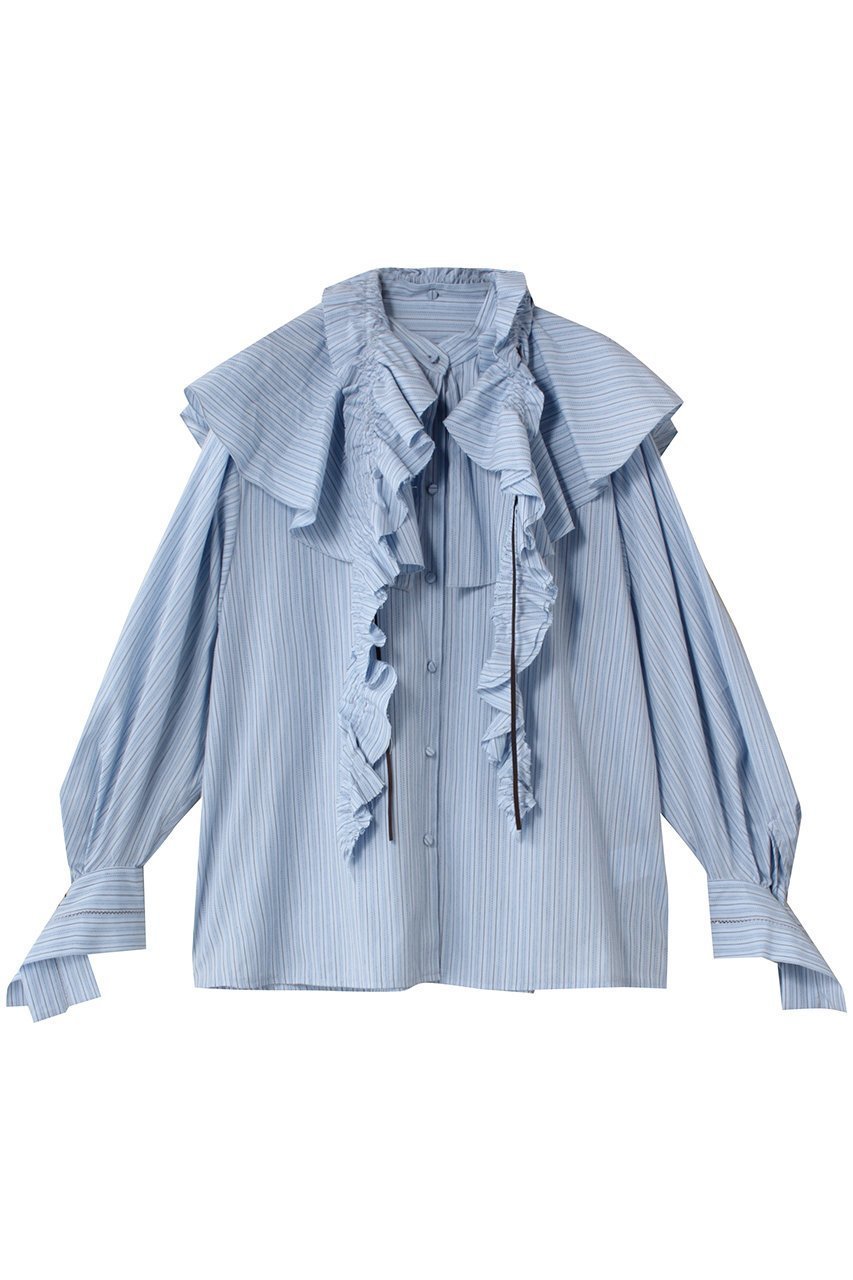 【メゾンスペシャル/MAISON SPECIAL】の2way Ruffled Frilled Blouse/2WAYラッフルフリルブラウス インテリア・キッズ・メンズ・レディースファッション・服の通販 founy(ファニー) 　ファッション　Fashion　レディースファッション　Fashion for Women　トップス・カットソー　Cut & Sew Tops　シャツ・ブラウス・オフィスカジュアル　Elegant Blouses & Button-Ups　インナー　Innerwear　ジャカード／ジャガード　Jacquard, Woven Pattern　ジャケット　Jacket, Outerwear　ストライプ　Stripe, Striped Pattern　スリーブ　Sleeve, Long Sleeve / Short Sleeve　とろみ　Fluid, Flowy Fabric　チェック　Check, Plaid, Tartan　ドット　Polka Dot, Dot Pattern　フリル　Frill, Ruffle　ラッフル　Ruffle, Frill　ロング　Long, Long-Length　BLU(ブルー)|ID: prp329100004878032 ipo3291000000036389465