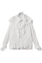 【メゾンスペシャル/MAISON SPECIAL】の2way Ruffled Frilled Blouse/2WAYラッフルフリルブラウス 人気、トレンドファッション・服の通販 founy(ファニー) ファッション Fashion レディースファッション Fashion for Women トップス・カットソー Cut & Sew Tops シャツ・ブラウス・オフィスカジュアル Elegant Blouses & Button-Ups インナー Innerwear ジャカード／ジャガード Jacquard, Woven Pattern ジャケット Jacket, Outerwear ストライプ Stripe, Striped Pattern スリーブ Sleeve, Long Sleeve / Short Sleeve とろみ Fluid, Flowy Fabric チェック Check, Plaid, Tartan ドット Polka Dot, Dot Pattern フリル Frill, Ruffle ラッフル Ruffle, Frill ロング Long, Long-Length thumbnail WHT(ホワイト)|ID: prp329100004878032 ipo3291000000036389466