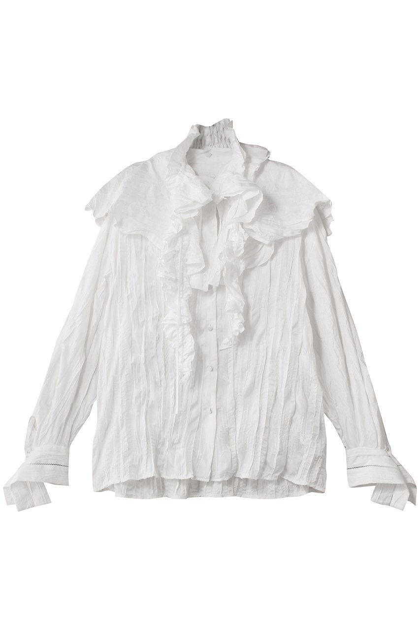 【メゾンスペシャル/MAISON SPECIAL】の2way Ruffled Frilled Blouse/2WAYラッフルフリルブラウス インテリア・キッズ・メンズ・レディースファッション・服の通販 founy(ファニー) 　ファッション　Fashion　レディースファッション　Fashion for Women　トップス・カットソー　Cut & Sew Tops　シャツ・ブラウス・オフィスカジュアル　Elegant Blouses & Button-Ups　インナー　Innerwear　ジャカード／ジャガード　Jacquard, Woven Pattern　ジャケット　Jacket, Outerwear　ストライプ　Stripe, Striped Pattern　スリーブ　Sleeve, Long Sleeve / Short Sleeve　とろみ　Fluid, Flowy Fabric　チェック　Check, Plaid, Tartan　ドット　Polka Dot, Dot Pattern　フリル　Frill, Ruffle　ラッフル　Ruffle, Frill　ロング　Long, Long-Length　WHT(ホワイト)|ID: prp329100004878032 ipo3291000000036389466