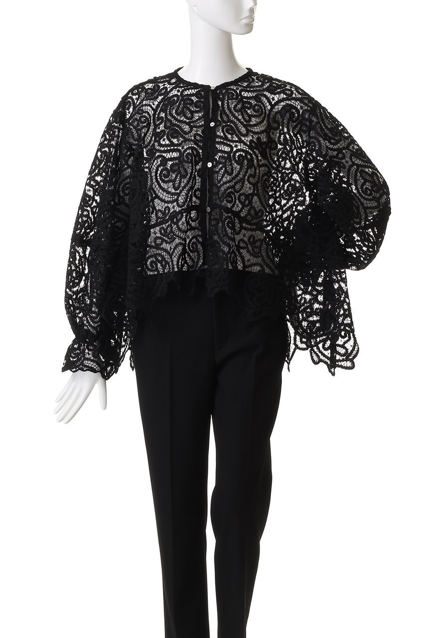 【ランバン オン ブルー/LANVIN en Bleu】のケミカルレースフレアブラウス 人気、トレンドファッション・服の通販 founy(ファニー) 　ファッション　Fashion　レディースファッション　Fashion for Women　トップス・カットソー　Cut & Sew Tops　シャツ・ブラウス・オフィスカジュアル　Elegant Blouses & Button-Ups　ケミカル　Chemical, Chemical Wash　スリーブ　Sleeve, Long Sleeve / Short Sleeve　フリル　Frill, Ruffle　フレア　Flare, Flared　フロント　Front, Front Design　モダン　Modern, Contemporary　レース　Lace, Lace Fabric　ロング　Long, Long-Length　other-2|ID: prp329100004878033 ipo3291000000036389478