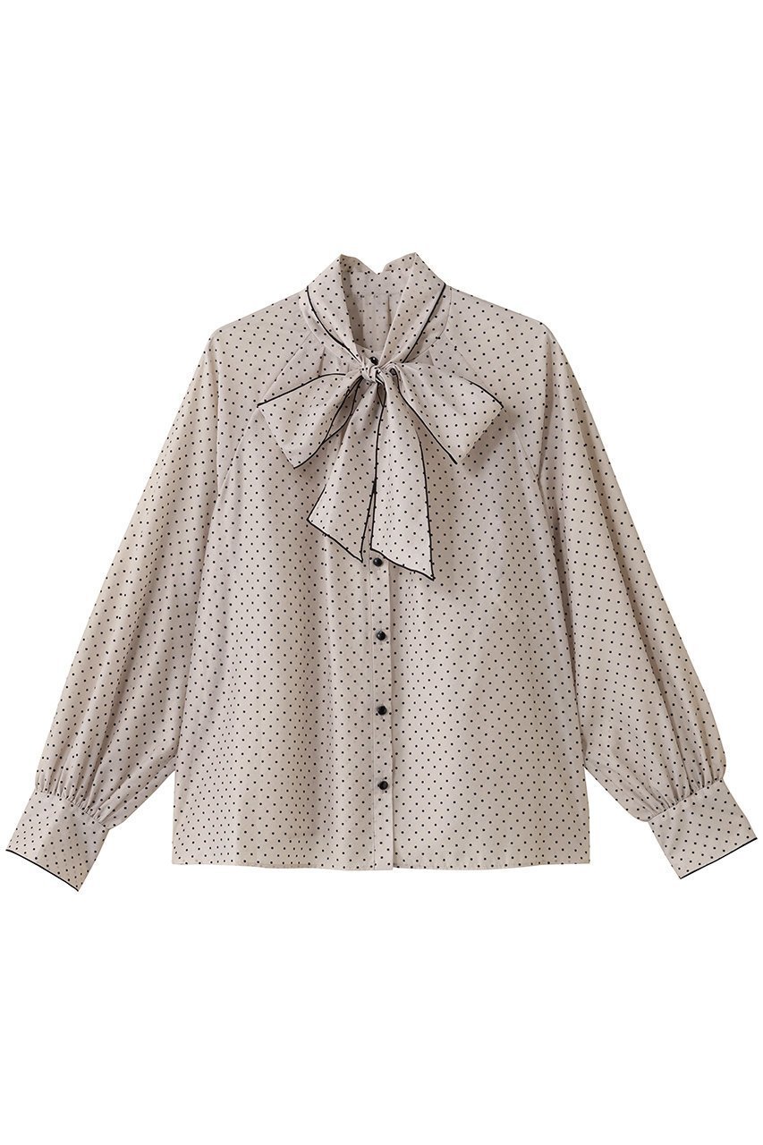 【アナイ/ANAYI】のドットオーガンジーリボンブラウス インテリア・キッズ・メンズ・レディースファッション・服の通販 founy(ファニー) 　ファッション　Fashion　レディースファッション　Fashion for Women　トップス・カットソー　Cut & Sew Tops　シャツ・ブラウス・オフィスカジュアル　Elegant Blouses & Button-Ups　オーガンジー　Organza Fabric　カフス　Cuff Design　シルク　Silk, 100% Silk　スリーブ　Sleeve, Long Sleeve / Short Sleeve　ドット　Polka Dot, Dot Pattern　フェミニン　Feminine, Girly　ロング　Long, Long-Length　ベージュ|ID: prp329100004878039 ipo3291000000036389565