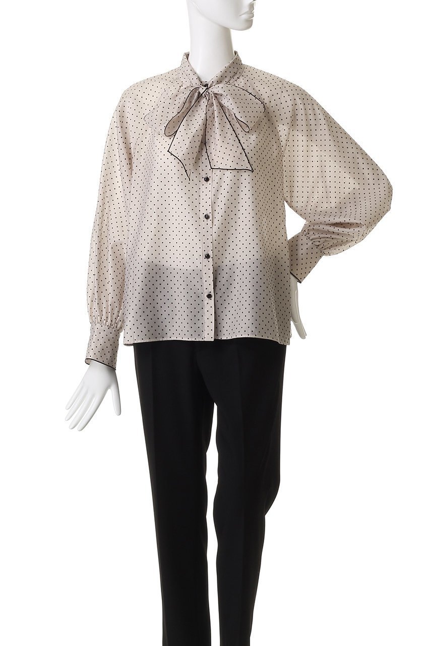 【アナイ/ANAYI】のドットオーガンジーリボンブラウス 人気、トレンドファッション・服の通販 founy(ファニー) 　ファッション　Fashion　レディースファッション　Fashion for Women　トップス・カットソー　Cut & Sew Tops　シャツ・ブラウス・オフィスカジュアル　Elegant Blouses & Button-Ups　オーガンジー　Organza Fabric　カフス　Cuff Design　シルク　Silk, 100% Silk　スリーブ　Sleeve, Long Sleeve / Short Sleeve　ドット　Polka Dot, Dot Pattern　フェミニン　Feminine, Girly　ロング　Long, Long-Length　other-2|ID: prp329100004878039 ipo3291000000036389568