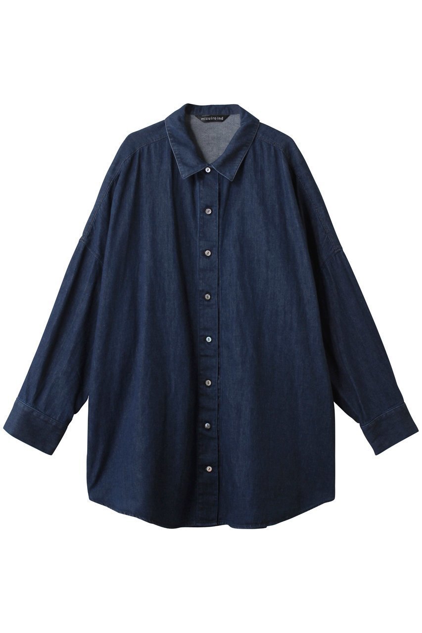 【ミズイロ インド/mizuiro ind】のデニムワイドシャツ インテリア・キッズ・メンズ・レディースファッション・服の通販 founy(ファニー) 　ファッション　Fashion　レディースファッション　Fashion for Women　トップス・カットソー　Cut & Sew Tops　シャツ・ブラウス・オフィスカジュアル　Elegant Blouses & Button-Ups　シンプル　Simple, Minimal　スリーブ　Sleeve, Long Sleeve / Short Sleeve　デニム　Denim, Jeans Material　ボトム　Bottoms, Lower Wear　ロング　Long, Long-Length　blue|ID: prp329100004878046 ipo3291000000036389627