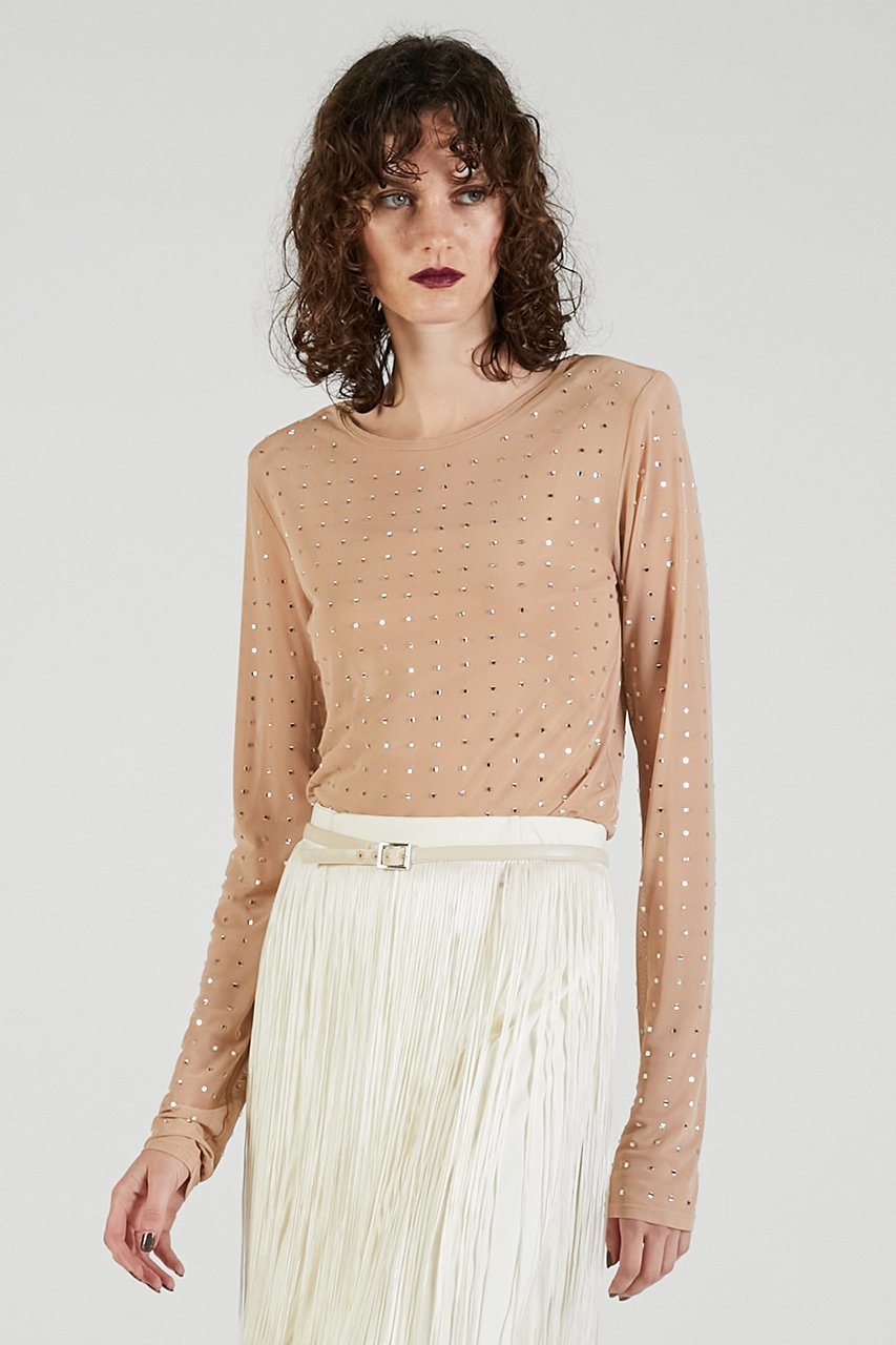【プランク プロジェクト/PRANK PROJECT】のストーンメッシュスキントップ / Stone Mesh Skin Top 人気、トレンドファッション・服の通販 founy(ファニー) 　ファッション　Fashion　レディースファッション　Fashion for Women　トップス・カットソー　Cut & Sew Tops　シャツ・ブラウス・オフィスカジュアル　Elegant Blouses & Button-Ups　ストーン　Stone, Gem-Like　スリーブ　Sleeve, Long Sleeve / Short Sleeve　メッシュ　Mesh, Net Fabric　ロング　Long, Long-Length　other-7|ID: prp329100004878077 ipo3291000000036389892