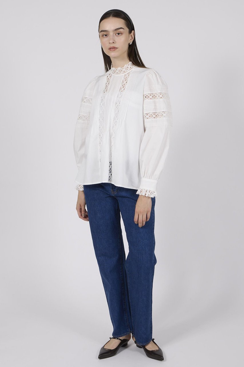 【ビリティス ディセッタン/Bilitis dix-sept ans】のレースハイネックブラウス 人気、トレンドファッション・服の通販 founy(ファニー) 　ファッション　Fashion　レディースファッション　Fashion for Women　トップス・カットソー　Cut & Sew Tops　シャツ・ブラウス・オフィスカジュアル　Elegant Blouses & Button-Ups　スラックス　Slacks, Dress Pants　スリーブ　Sleeve, Long Sleeve / Short Sleeve　デニム　Denim, Jeans Material　ハイネック　High Neck, Mock Neck　フェミニン　Feminine, Girly　フレア　Flare, Flared　レース　Lace, Lace Fabric　ロング　Long, Long-Length　other-8|ID: prp329100004878083 ipo3291000000036389960