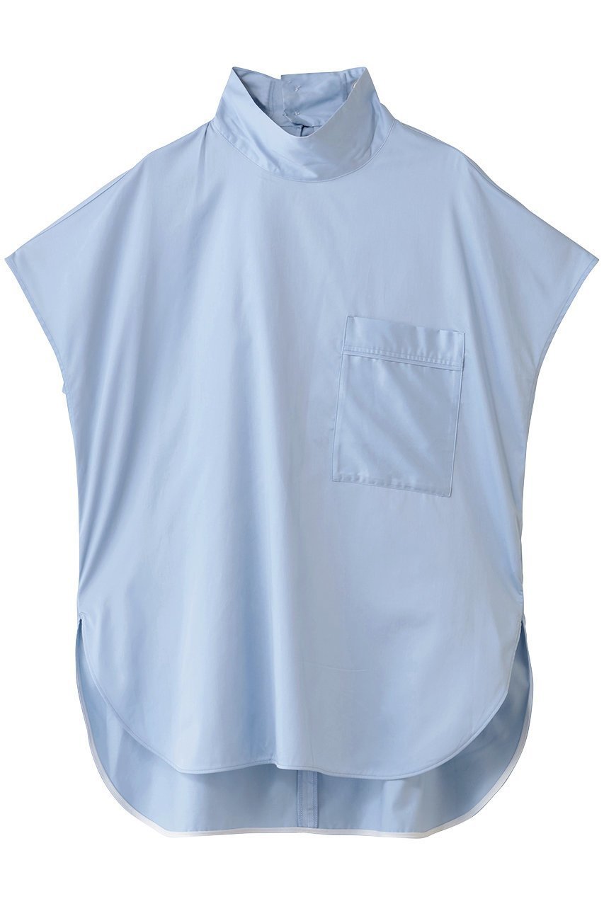 【アンクレイヴ/uncrave】のブロードクロス ボウタイブラウス インテリア・キッズ・メンズ・レディースファッション・服の通販 founy(ファニー) 　ファッション　Fashion　レディースファッション　Fashion for Women　トップス・カットソー　Cut & Sew Tops　シャツ・ブラウス・オフィスカジュアル　Elegant Blouses & Button-Ups　サテン　Satin, Glossy Fabric　スリーブ　Sleeve, Long Sleeve / Short Sleeve　ハイネック　High Neck, Mock Neck　フレンチ　French, French Style　ブロード　Broadcloth, Fine Cotton　リボン　Ribbon, Bow　ロング　Long, Long-Length　サックス|ID: prp329100004878092 ipo3291000000036390038