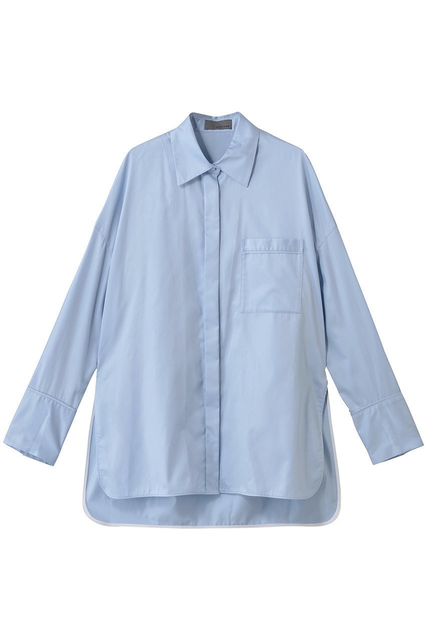 【アンクレイヴ/uncrave】のブロードクロス BIGシャツ インテリア・キッズ・メンズ・レディースファッション・服の通販 founy(ファニー) 　ファッション　Fashion　レディースファッション　Fashion for Women　トップス・カットソー　Cut & Sew Tops　シャツ・ブラウス・オフィスカジュアル　Elegant Blouses & Button-Ups　カシュクール　Wrap Design　カフス　Cuff Design　サテン　Satin, Glossy Fabric　スリーブ　Sleeve, Long Sleeve / Short Sleeve　パイピング　Piping, Trim Design　ビッグ　Big, Oversized　ブロード　Broadcloth, Fine Cotton　ポケット　Pocket, Pocket Detail　ヨーク　Yoke, Yoke Design　ロング　Long, Long-Length　サックス|ID: prp329100004878094 ipo3291000000036390057