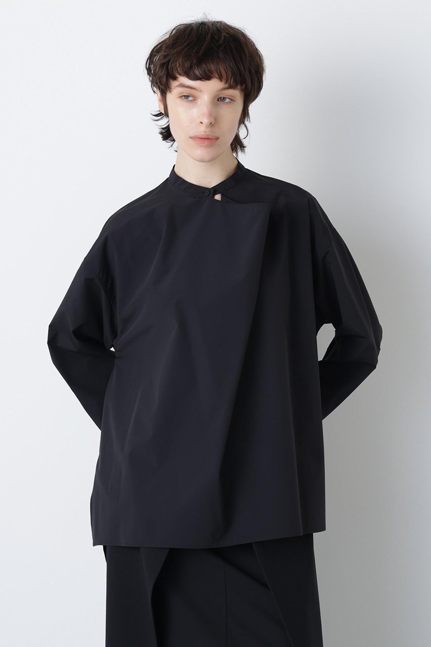 【ヒューエルミュージアム/hueLe Museum】の【hLM】タックネックブラウス インテリア・キッズ・メンズ・レディースファッション・服の通販 founy(ファニー) ファッション Fashion レディースファッション Fashion for Women トップス・カットソー Cut & Sew Tops シャツ・ブラウス・オフィスカジュアル Elegant Blouses & Button-Ups インナー Innerwear エレガント 上品 Elegant ジャケット Jacket, Outerwear ストレッチ Stretch, Stretchy Fabric スリーブ Sleeve, Long Sleeve / Short Sleeve ドレープ Drape, Draping Fabric フロント Front, Front Design ロング Long, Long-Length ブラック|ID: prp329100004878115 ipo3291000000036390268