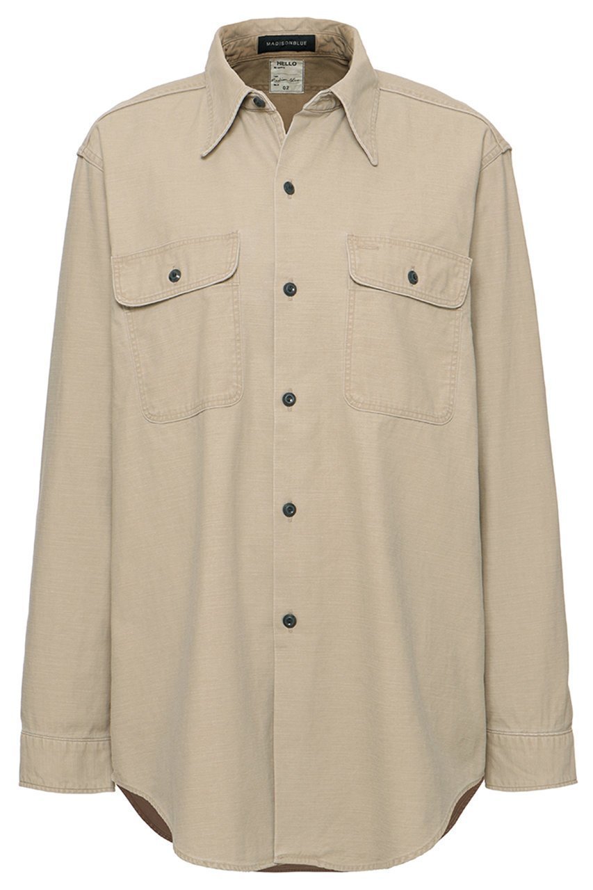 【マディソンブルー/MADISONBLUE】のHAMPTON SHIRT BACK SATIN ハンプトン バックサテンシャツ インテリア・キッズ・メンズ・レディースファッション・服の通販 founy(ファニー) 　ファッション　Fashion　レディースファッション　Fashion for Women　トップス・カットソー　Cut & Sew Tops　シャツ・ブラウス・オフィスカジュアル　Elegant Blouses & Button-Ups　バッグ　Bags　サテン　Satin, Glossy Fabric　スリーブ　Sleeve, Long Sleeve / Short Sleeve　ミリタリー　Military, Army Style　ロング　Long, Long-Length　ワーク　Workwear, Utility Style　モカ|ID: prp329100004878117 ipo3291000000036390283